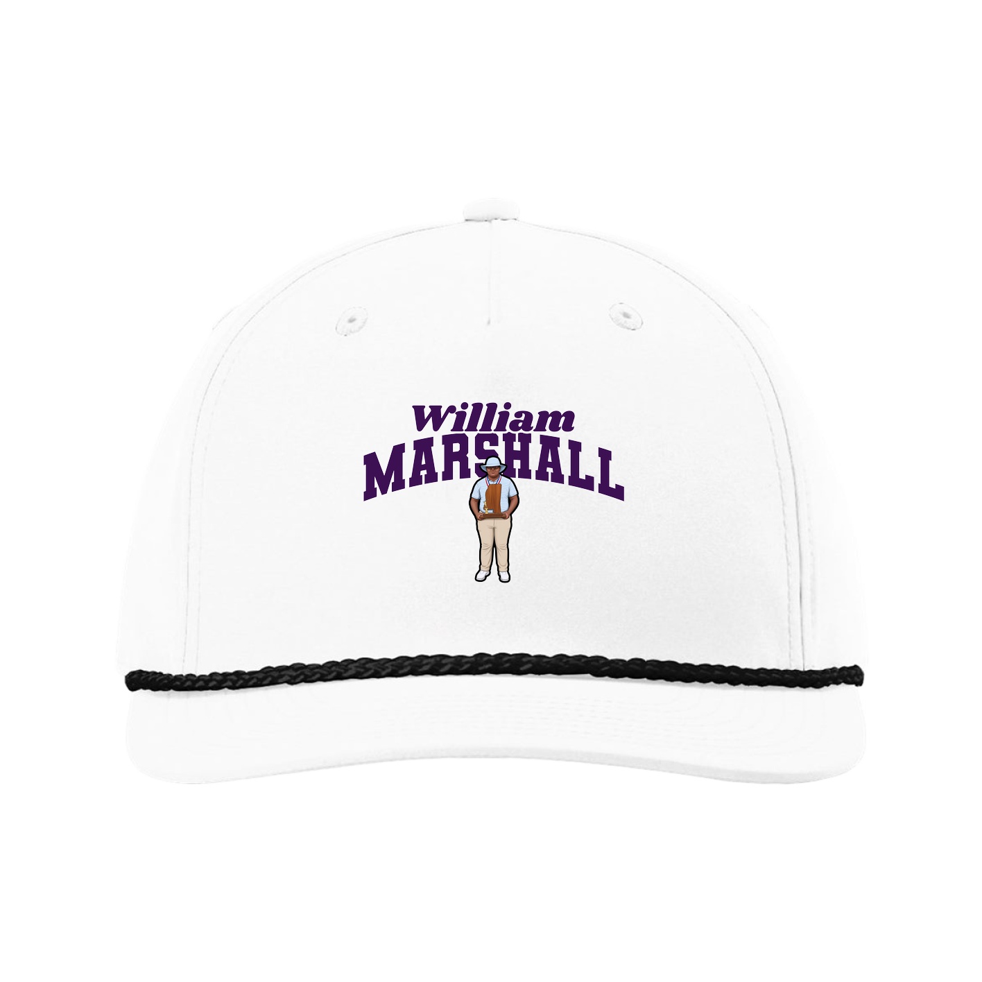 Five-Panel Classic Rope Cap — Signature Arch in White