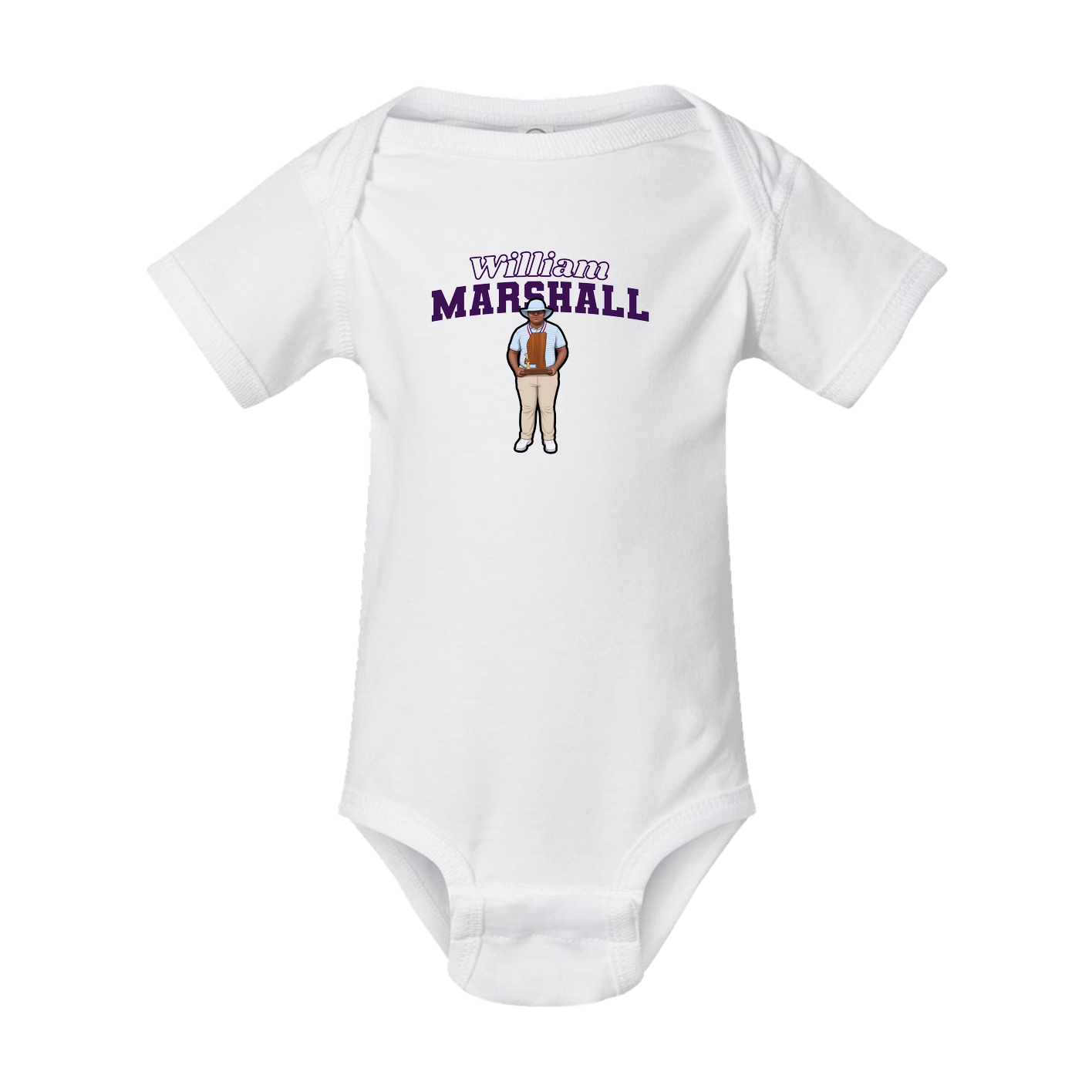 Baby Onesie — Name Arch in White