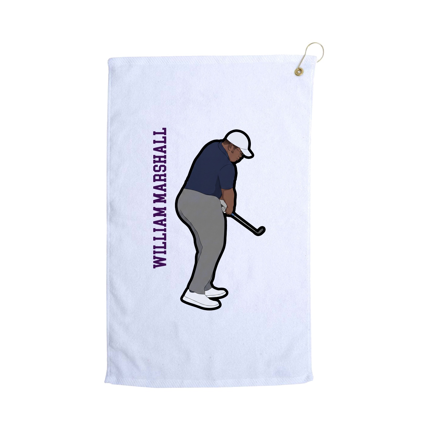 Golf Towel — Name Vertical in White