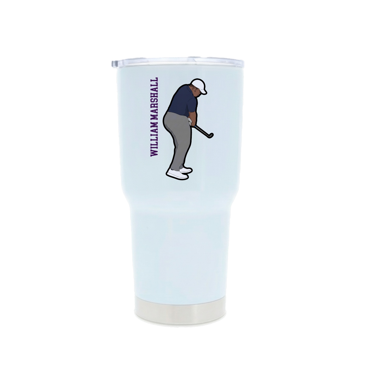 30oz Stainless Steel Tumbler — Name Vertical in White