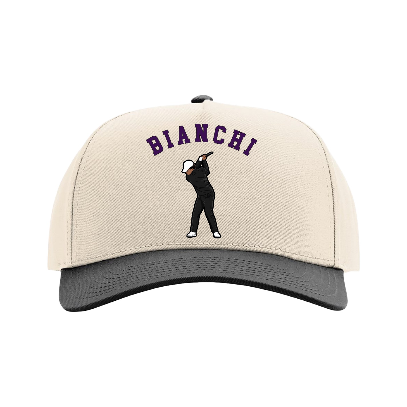 Full Fabric Five-Panel Champ Cap — Shirsey Arch in Cream/Black