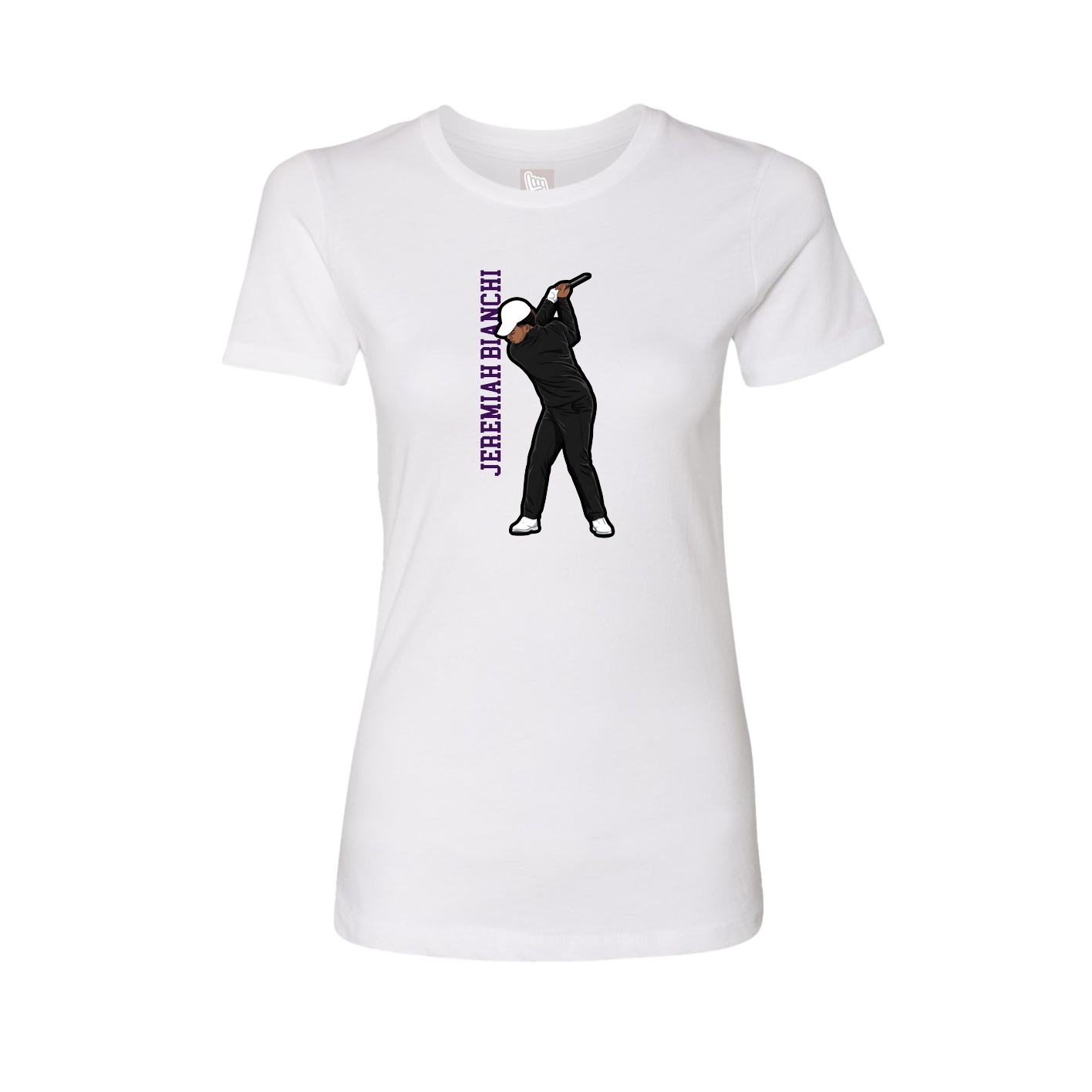 Fitted Women's Tee — Name Vertical in White