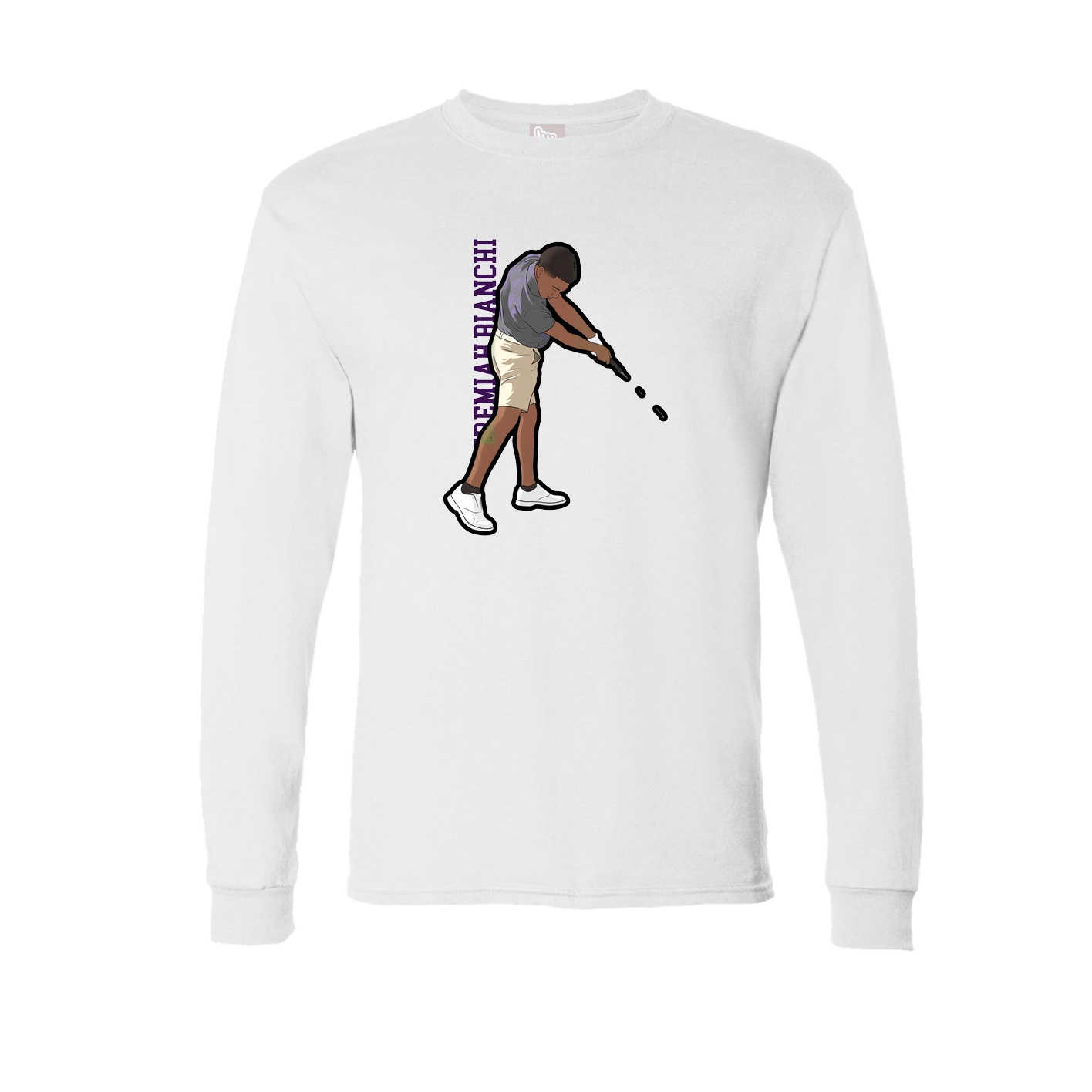 Long Sleeve Tee — Name Vertical in White