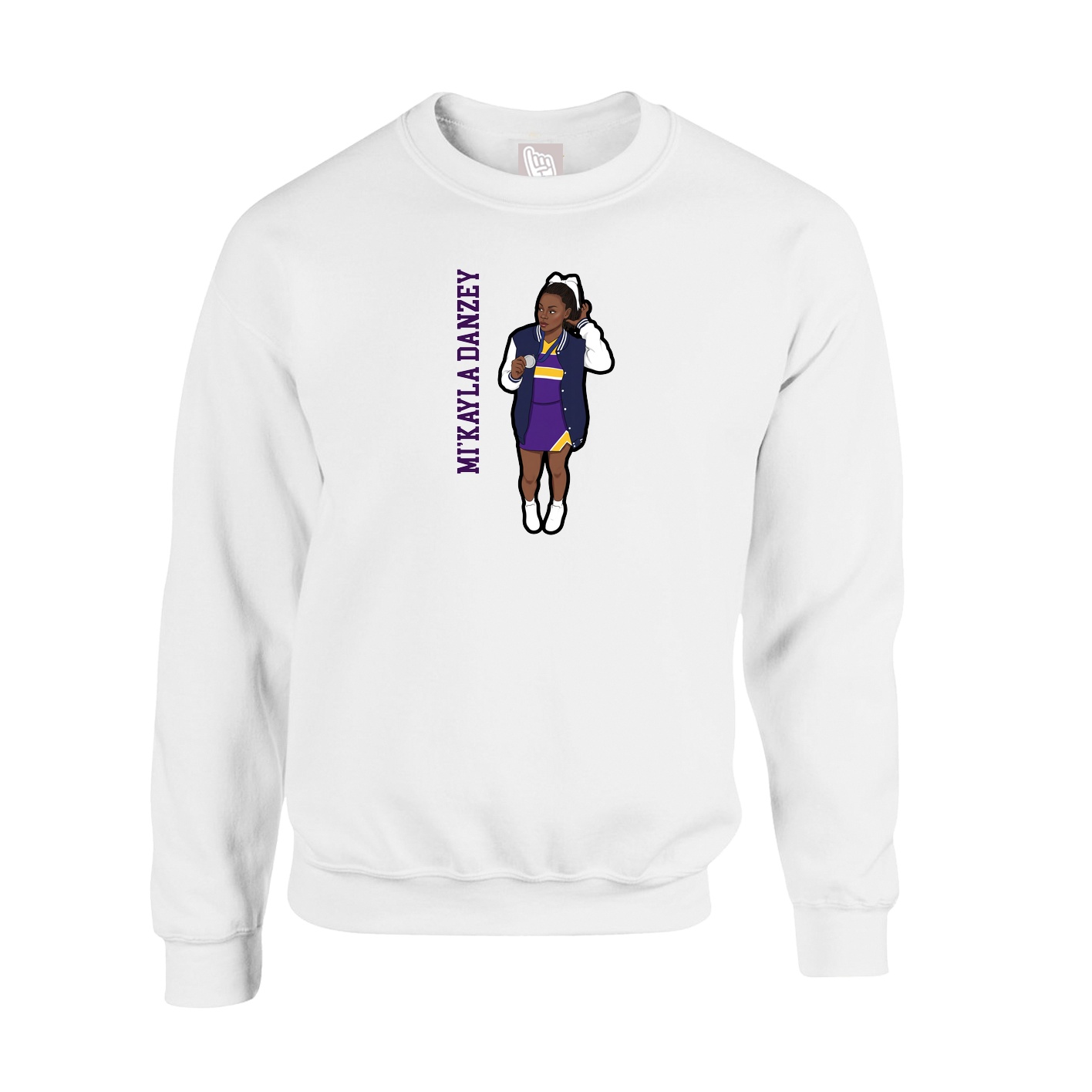 Fleece Crew — Name Vertical in White