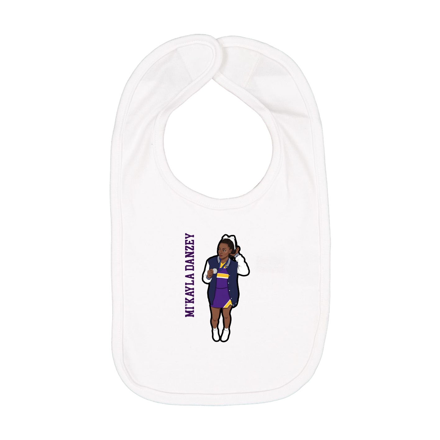 Infant Bib — Name Vertical in White
