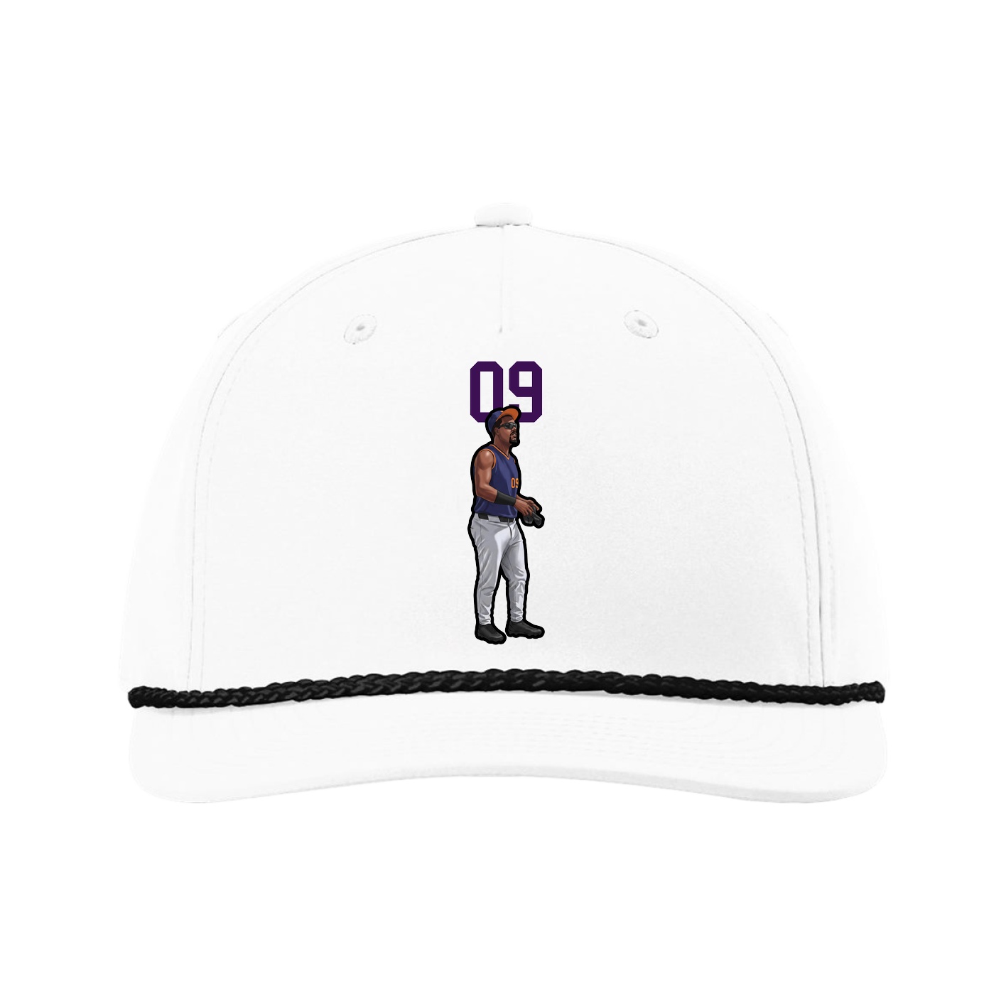 Five-Panel Classic Rope Cap — Number Top in White