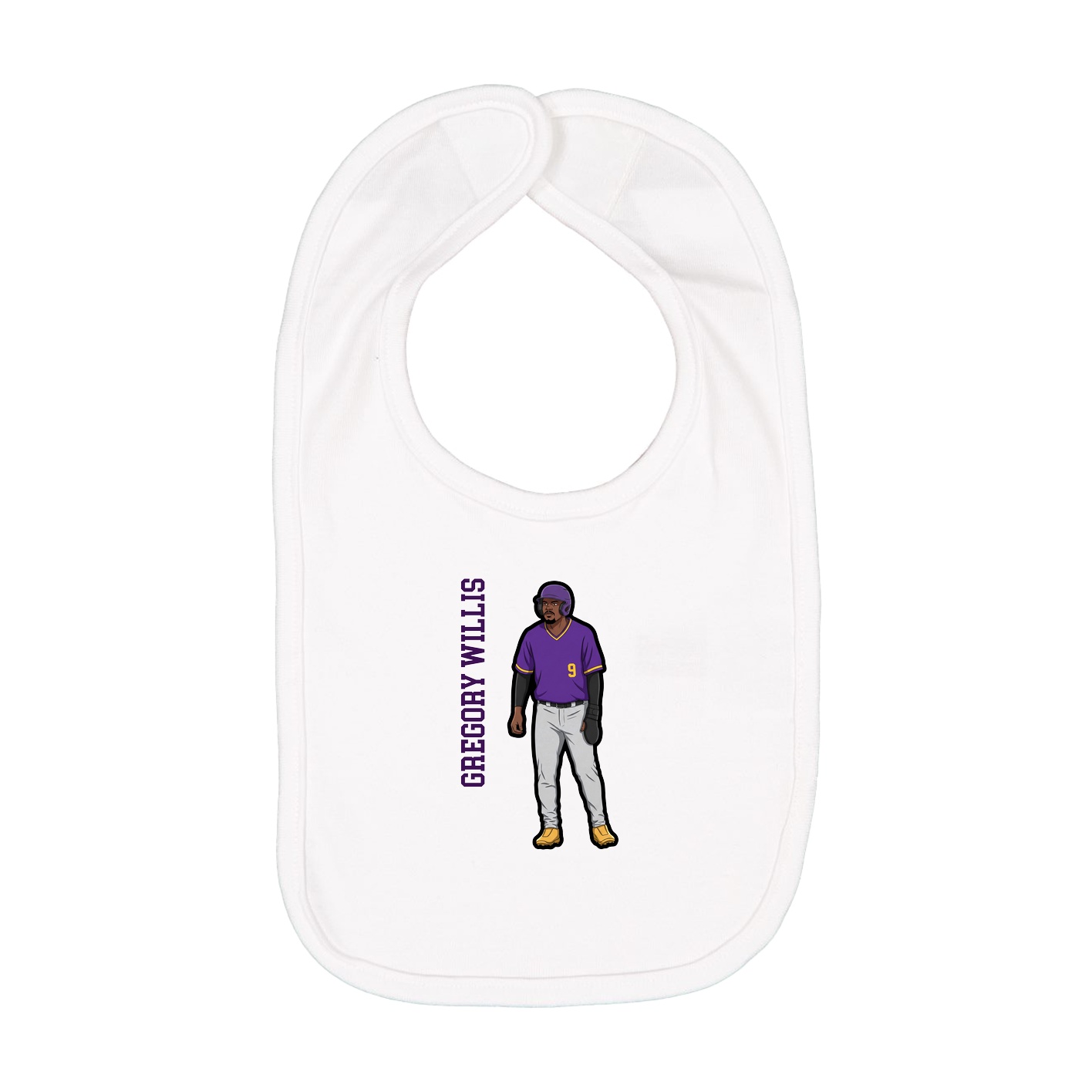 Infant Bib — Name Vertical in White