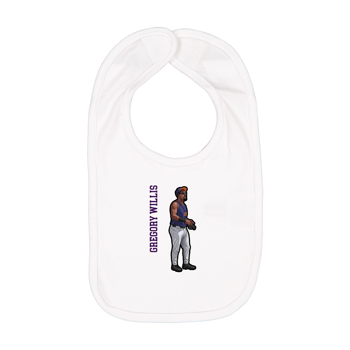 Infant Bib — Name Vertical in White