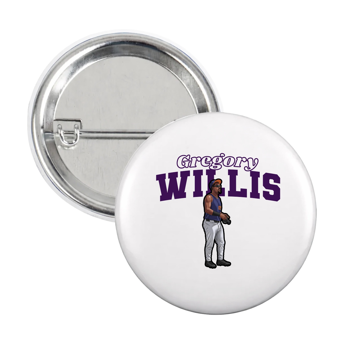 Game Day Button — Name Arch in White