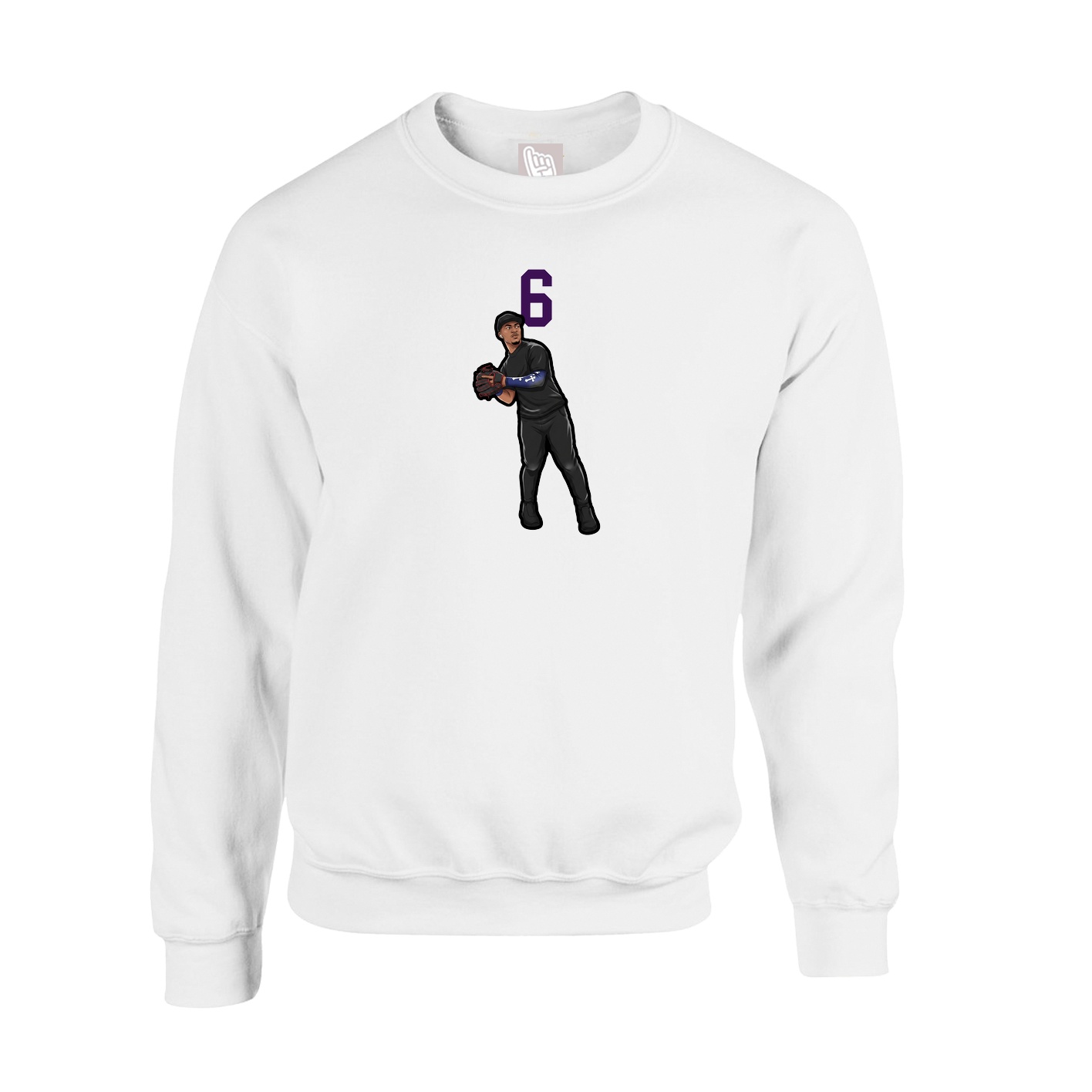 Fleece Crew — Number Top in White