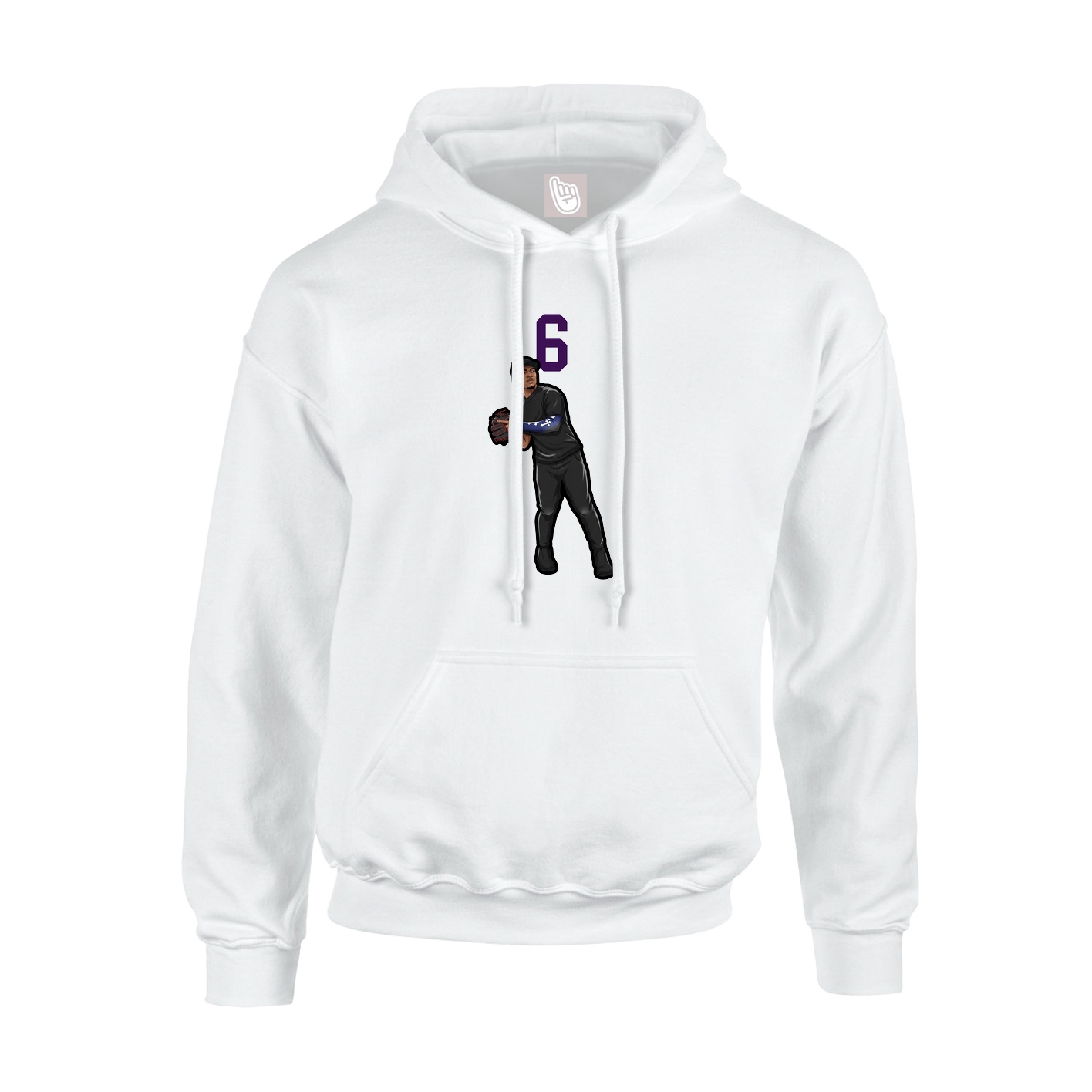Youth Hoodie — Number Top in White