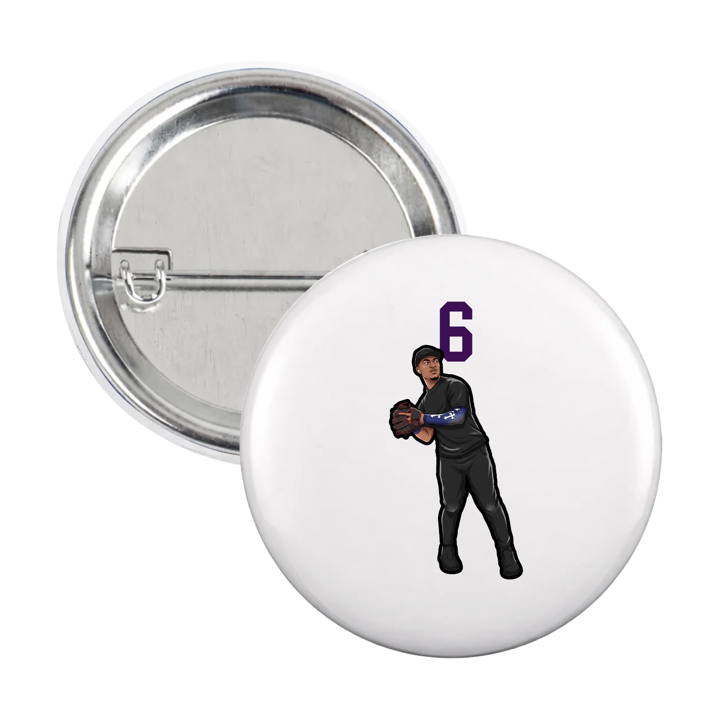 Game Day Button — Number Top in White