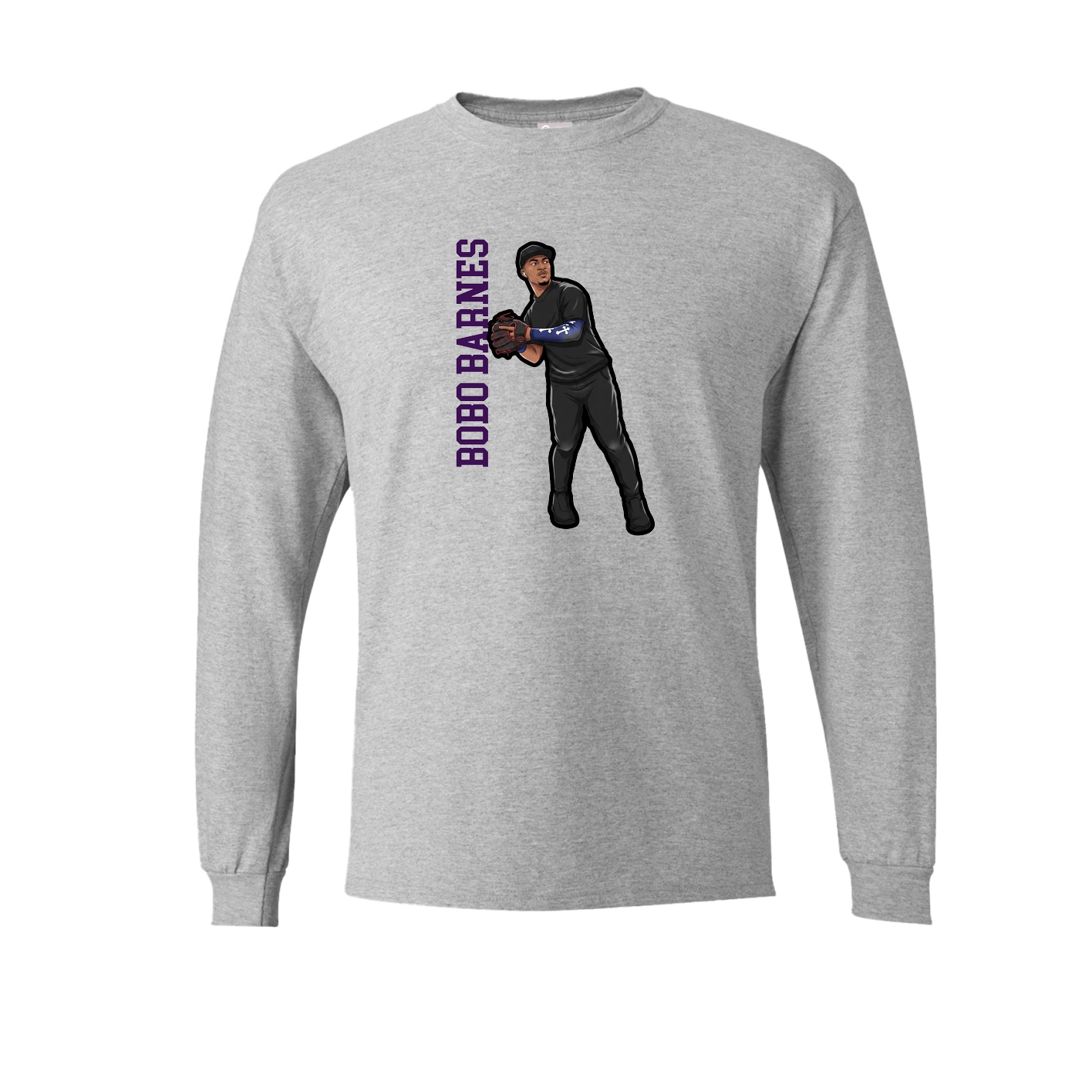 Long Sleeve Tee — Name Vertical in Grey
