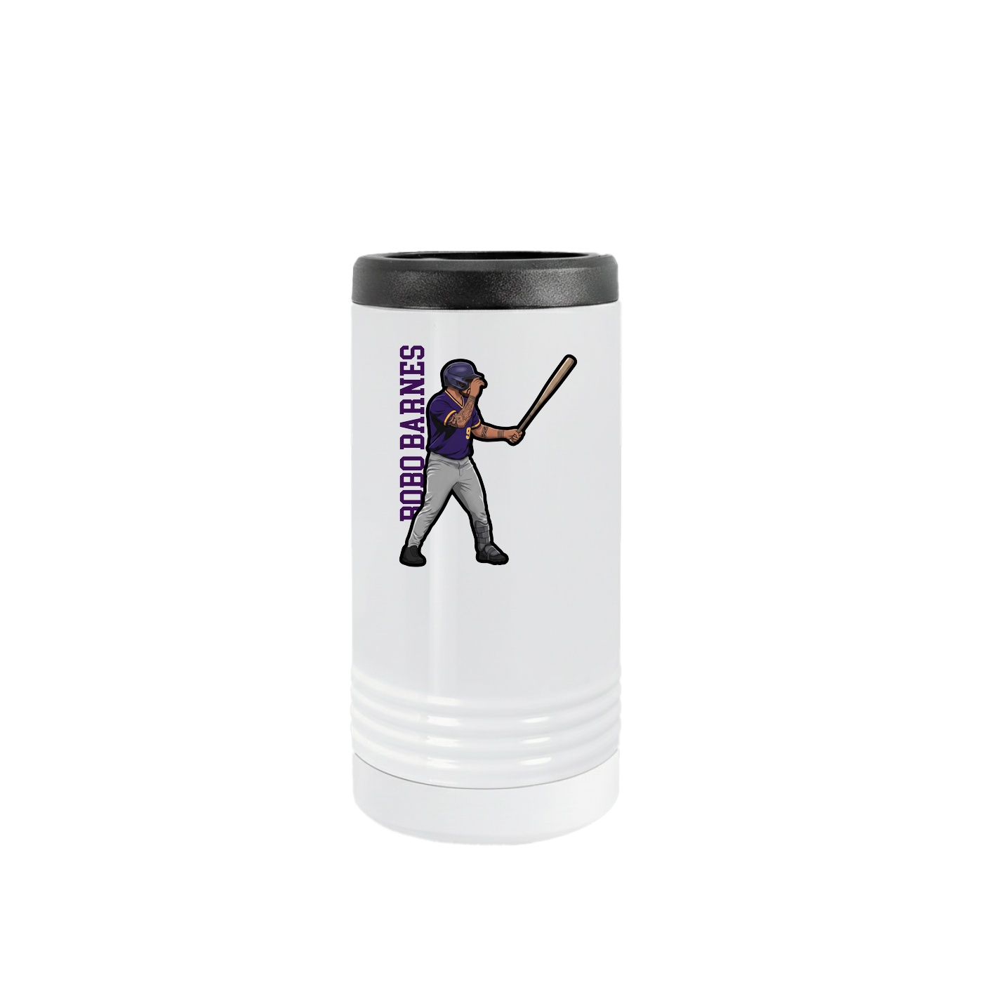 Slim Beverage Holder — Name Vertical in White