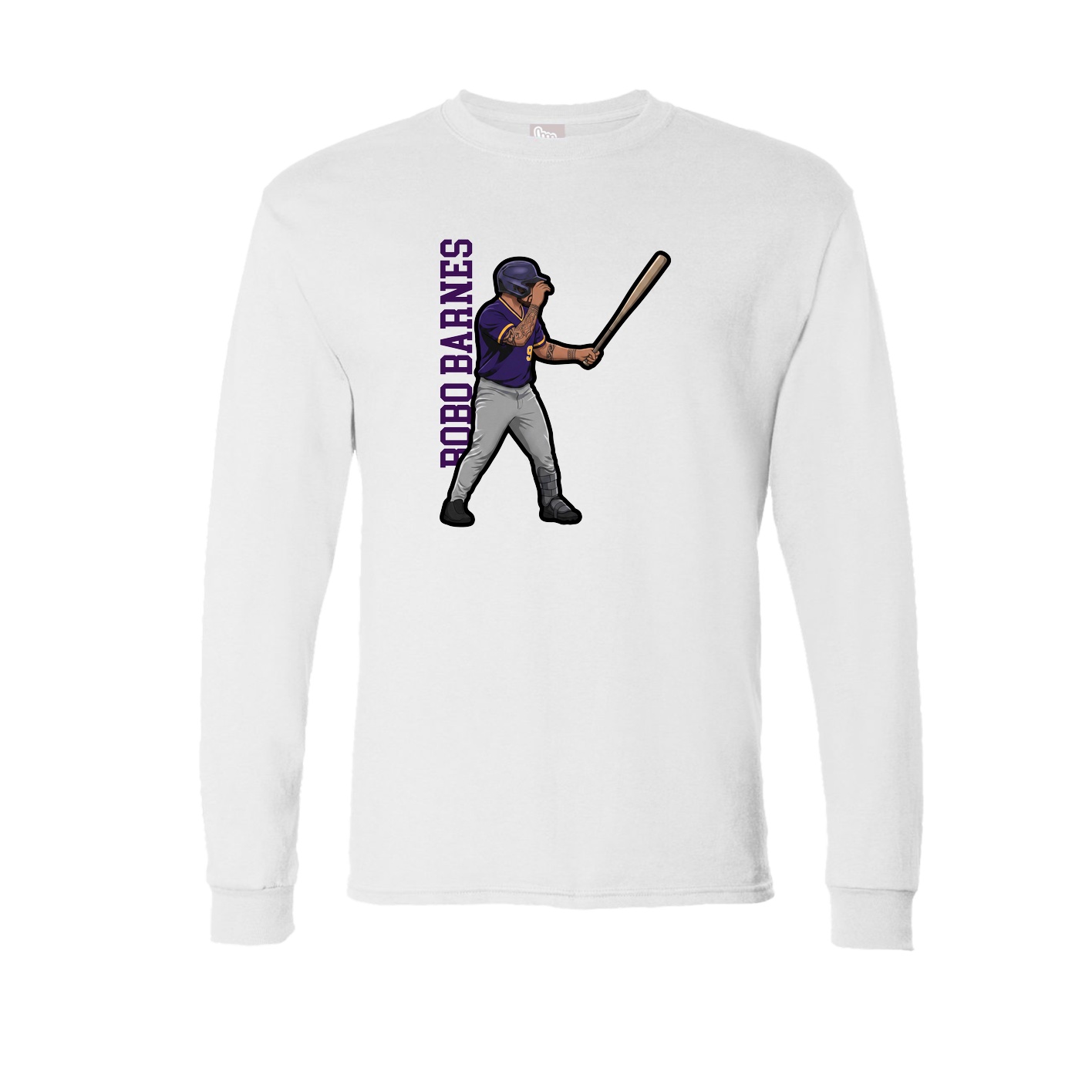 Long Sleeve Tee — Name Vertical in White