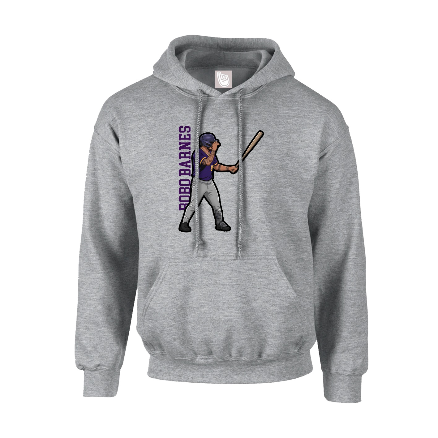 Youth Hoodie — Name Vertical in Grey