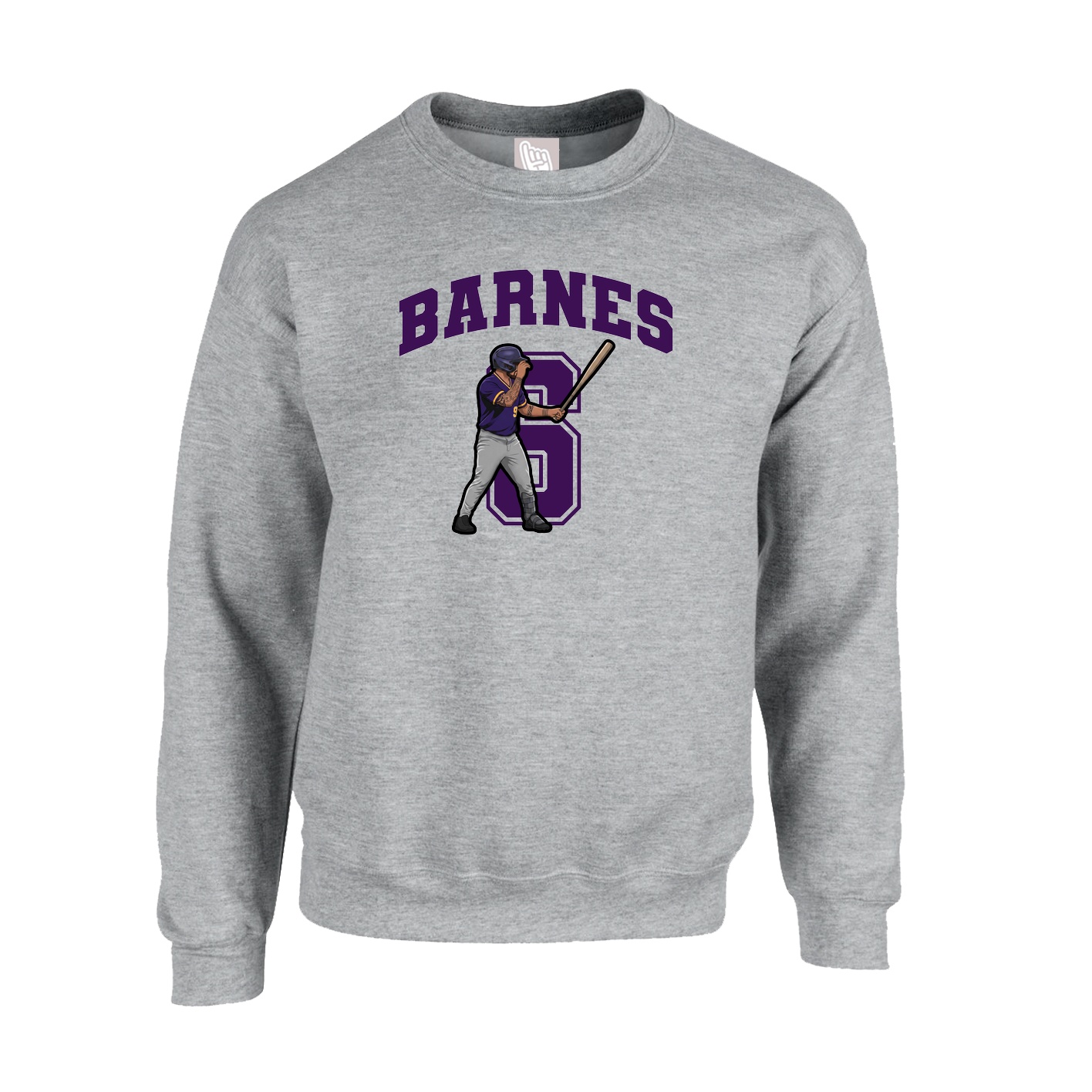 Fleece Crew — Number in Grey