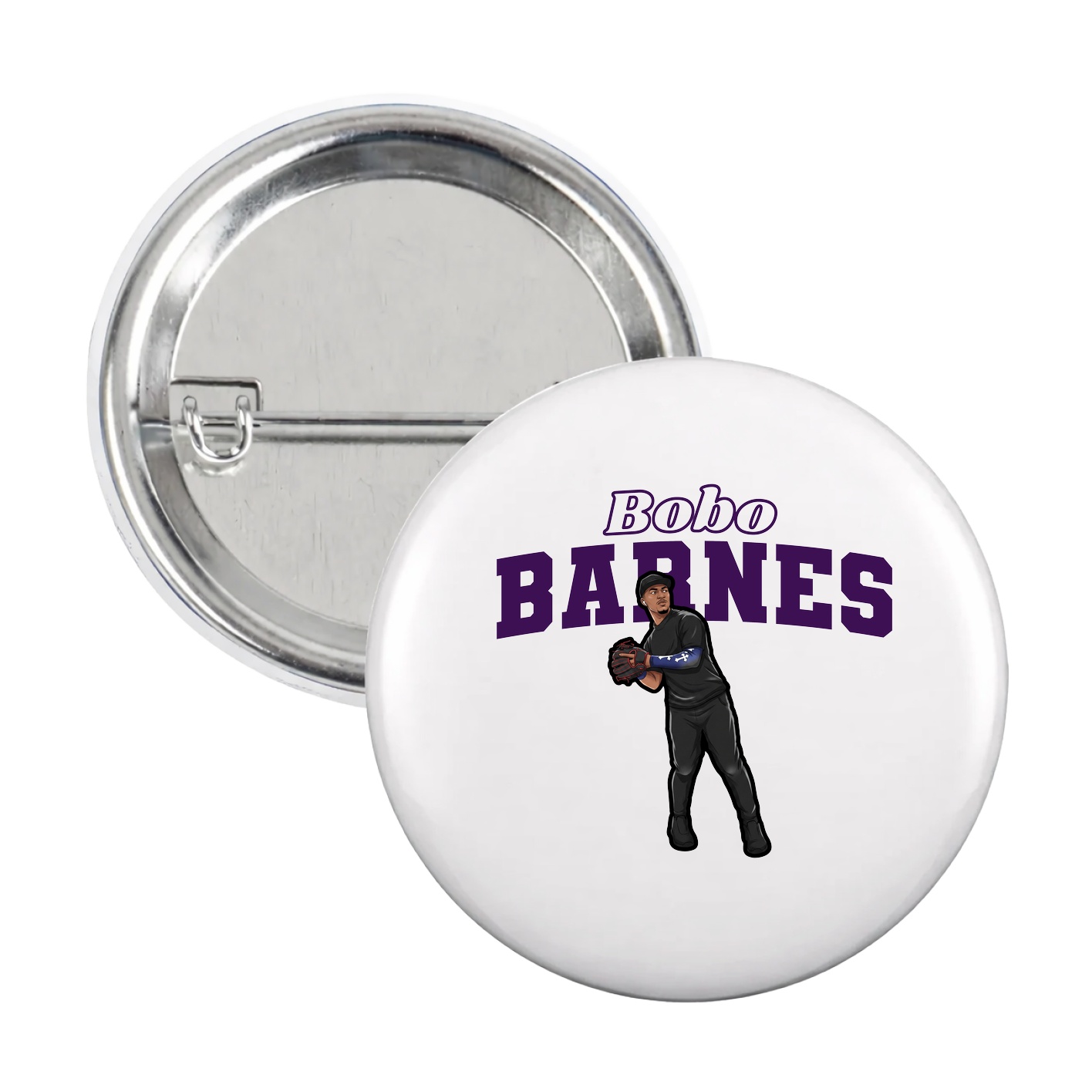 Game Day Button — Name Arch in White