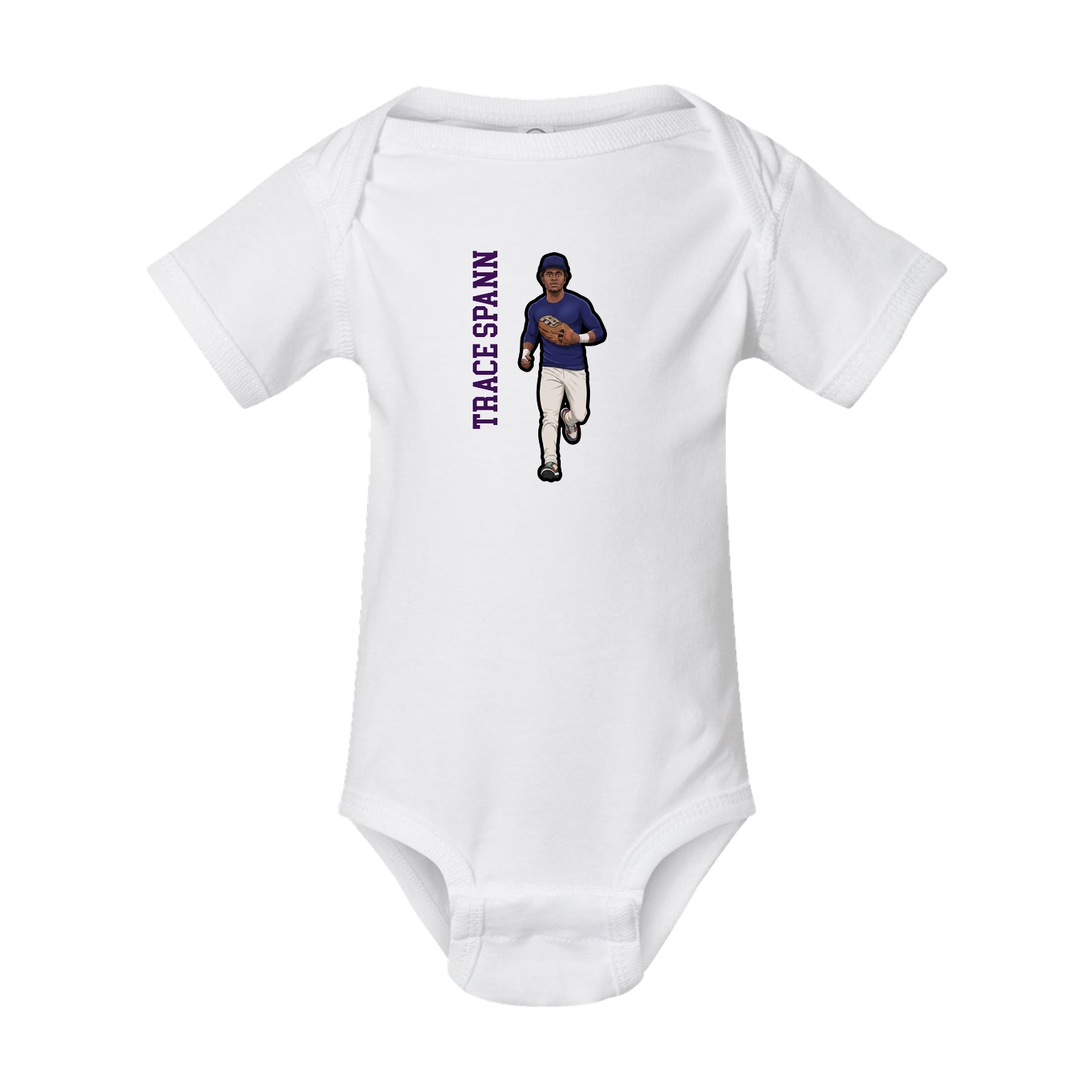 Baby Onesie — Name Vertical in White