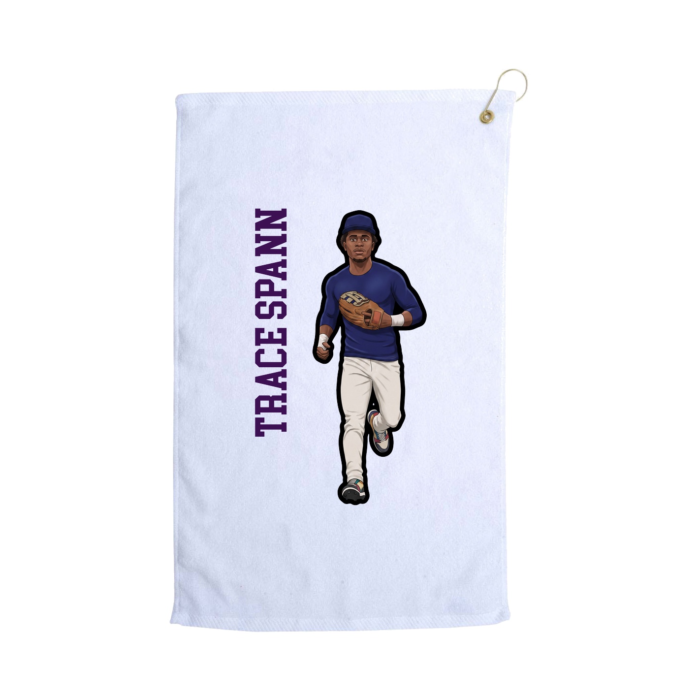 Golf Towel — Name Vertical in White