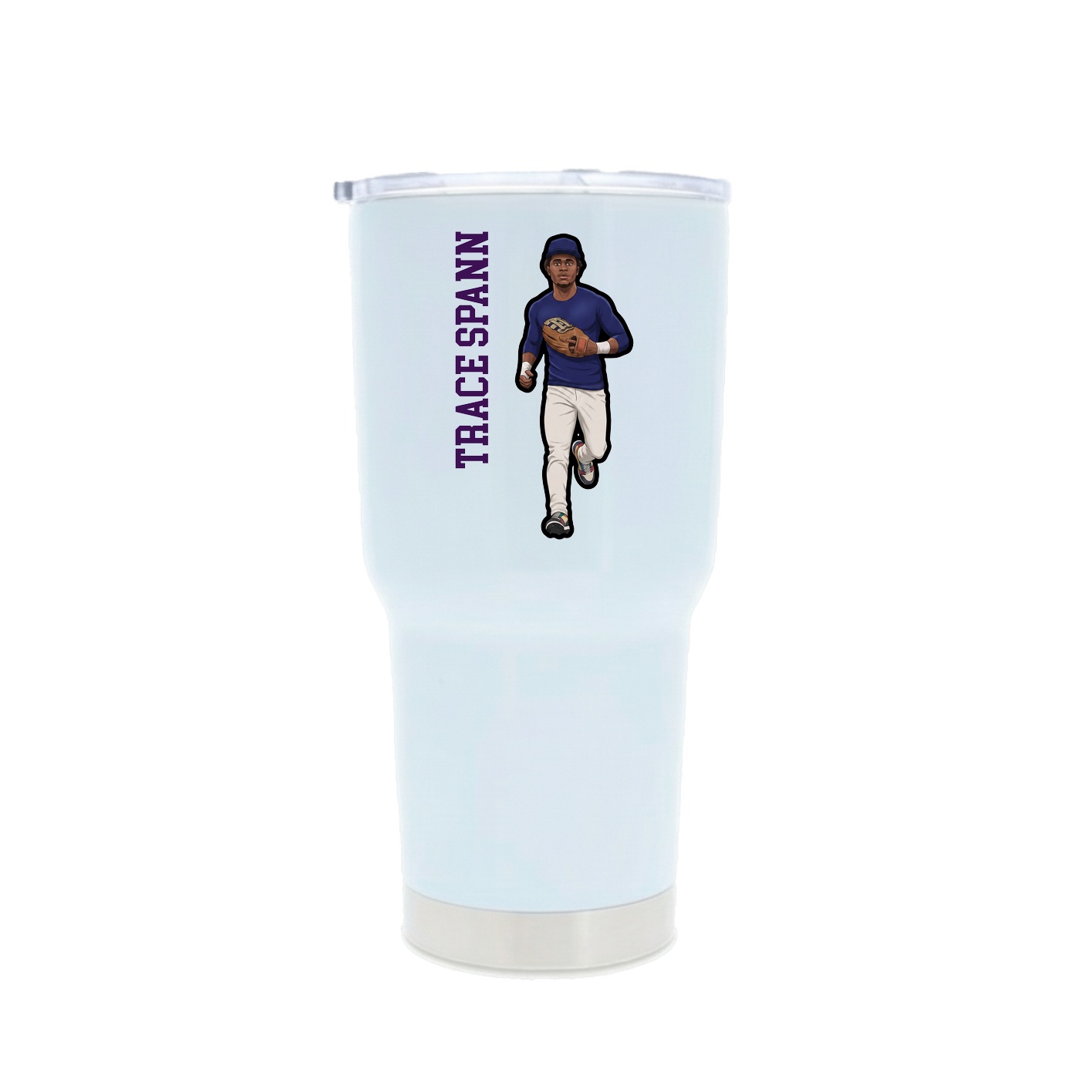 30oz Stainless Steel Tumbler — Name Vertical in White