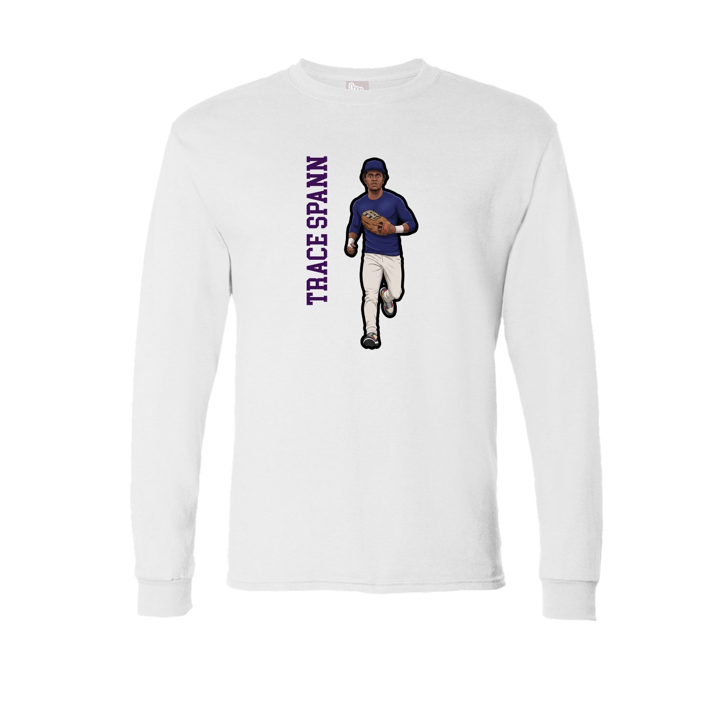 Long Sleeve Tee — Name Vertical in White