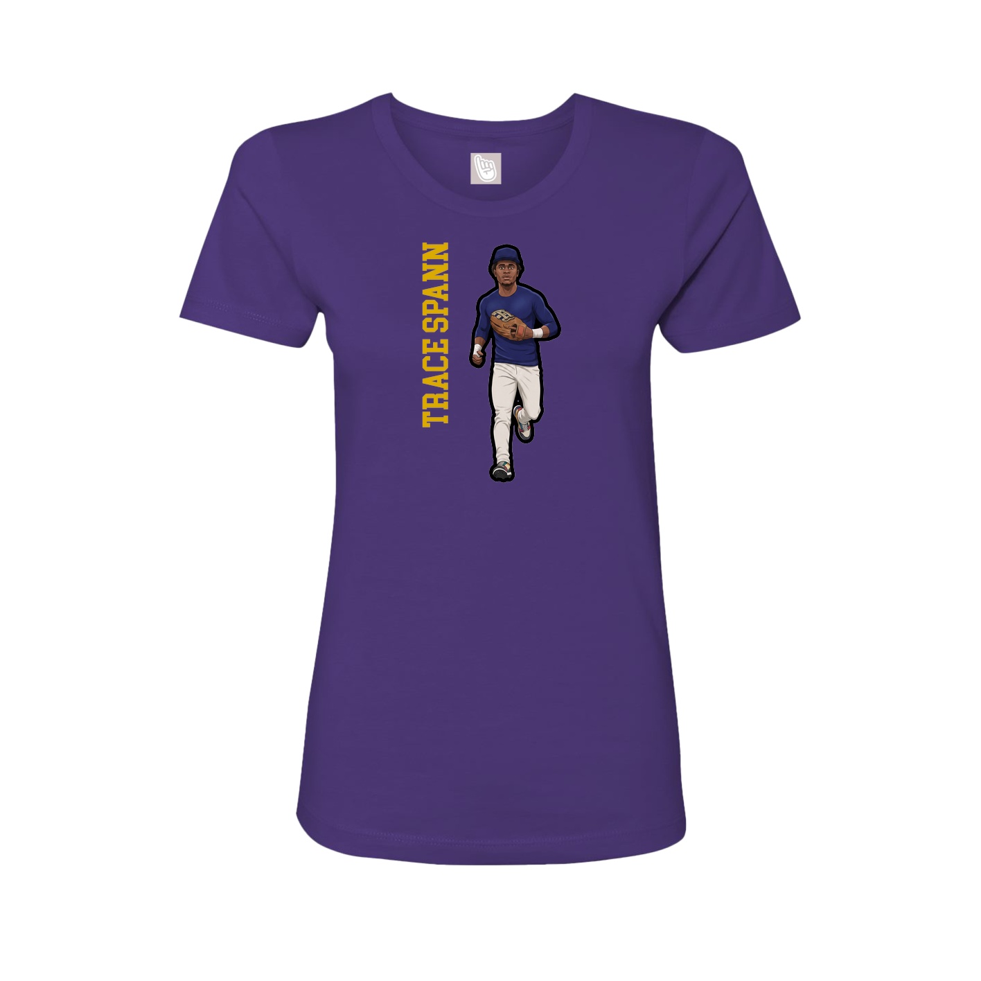 Fitted Women's Tee — Name Vertical in Purple
