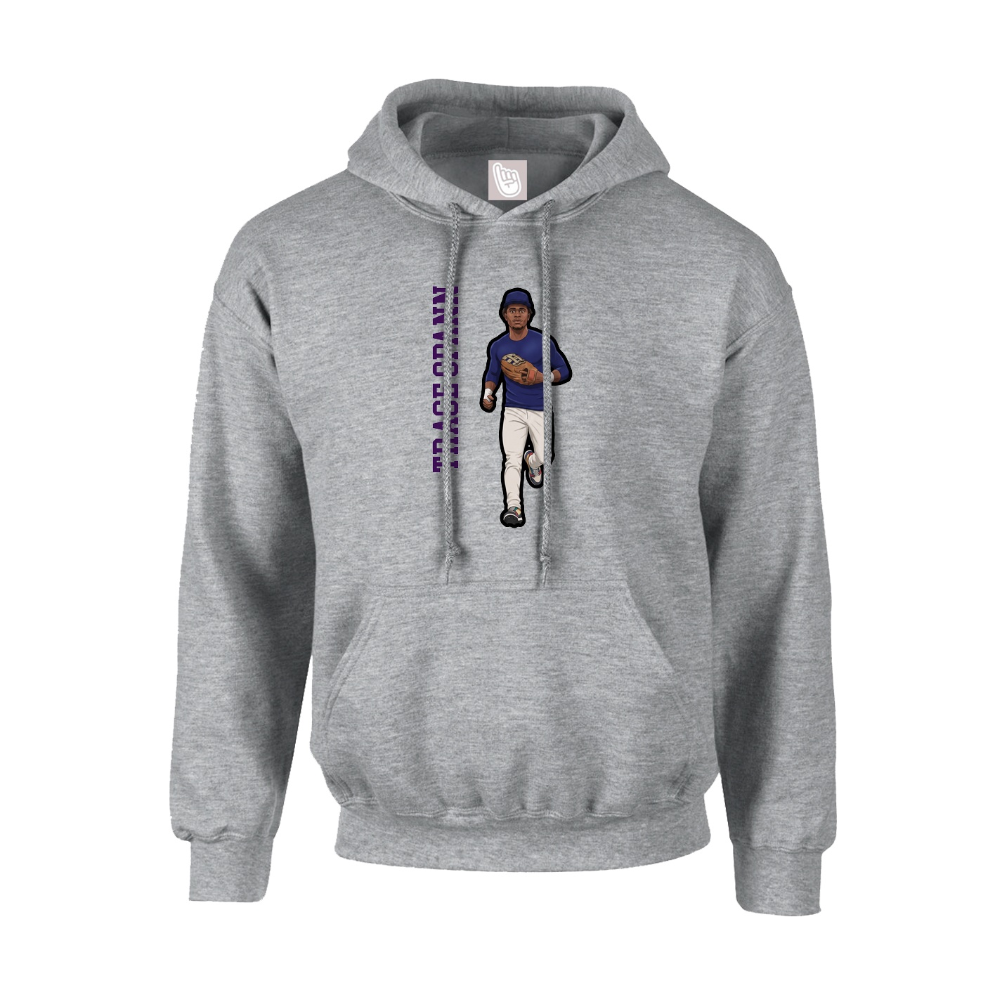 Youth Hoodie — Name Vertical in Grey
