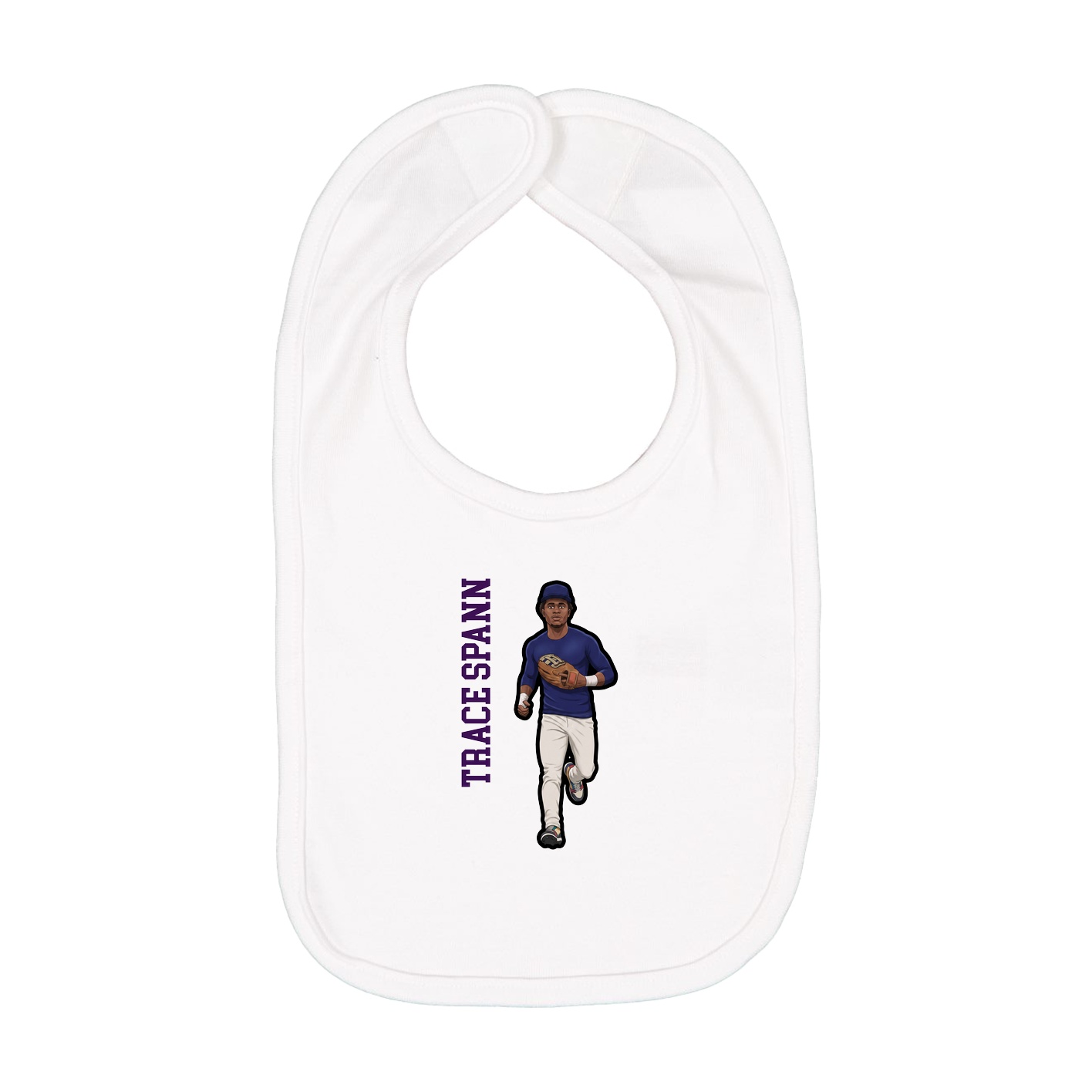 Infant Bib — Name Vertical in White