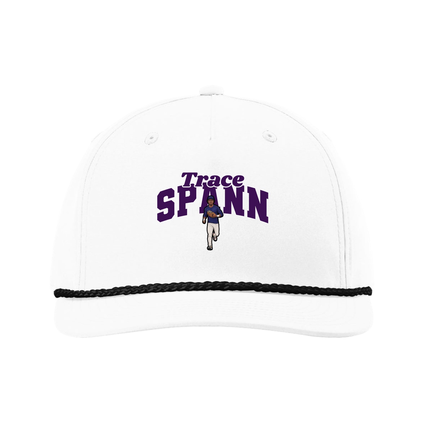 Five-Panel Classic Rope Cap — Signature Arch in White