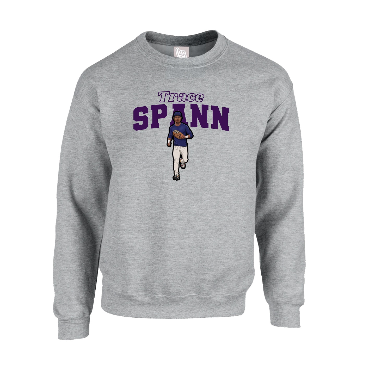 Fleece Crew — Name Arch in Grey