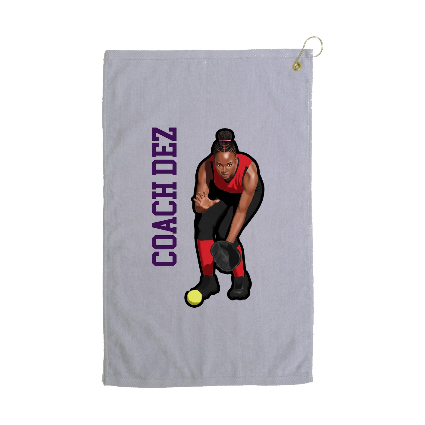 Golf Towel — Name Vertical in Grey