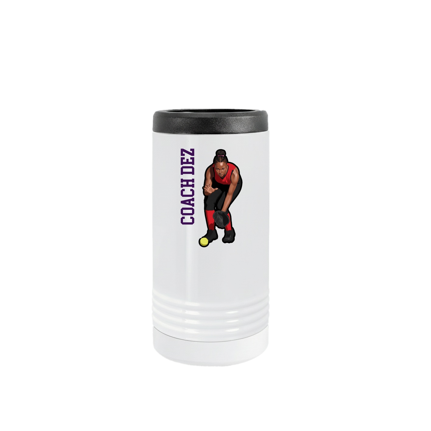 Slim Beverage Holder — Name Vertical in White