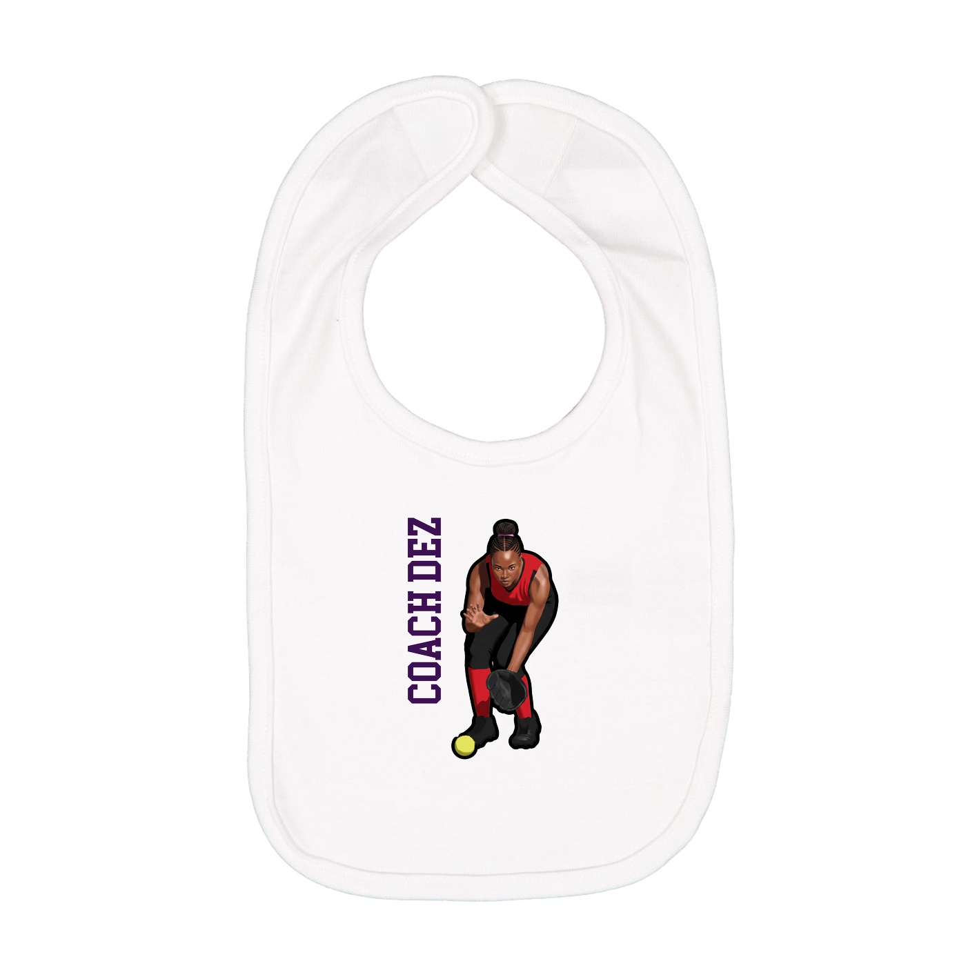 Infant Bib — Name Vertical in White