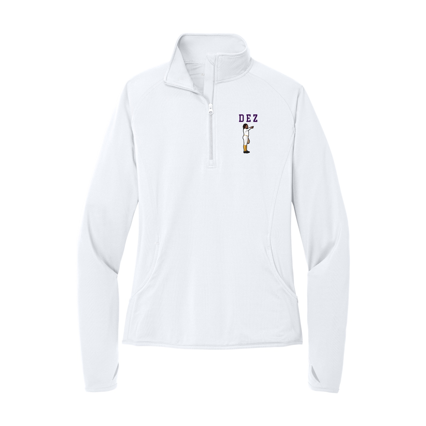 Women's Q-Zip Pullover — Shirsey in White