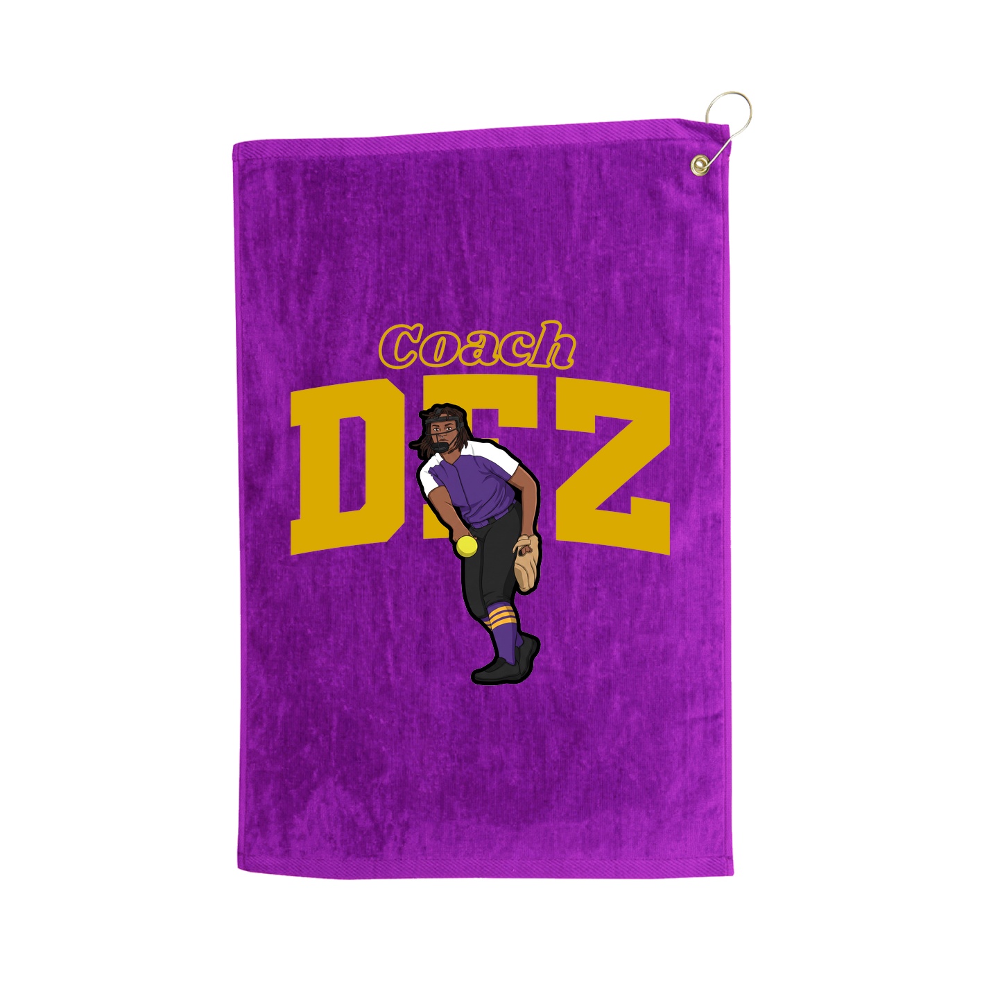 Golf Towel — Name Arch in Purple