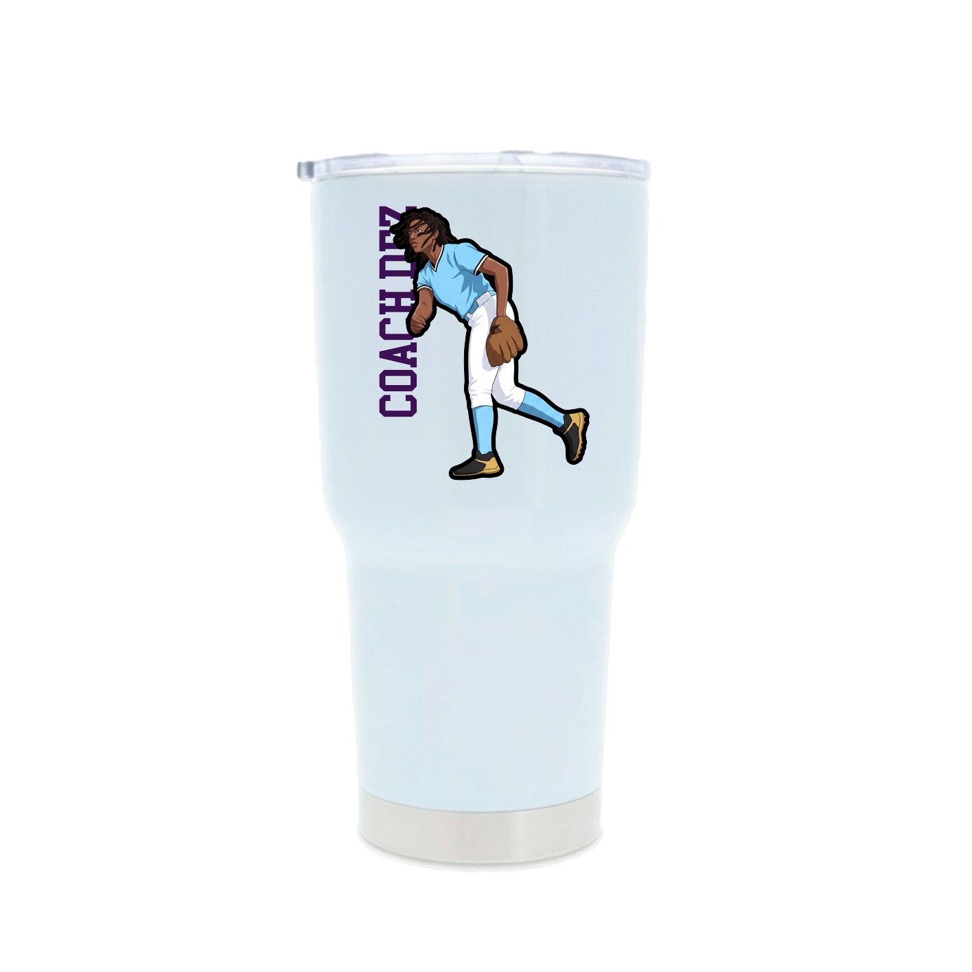 30oz Stainless Steel Tumbler — Name Vertical in White