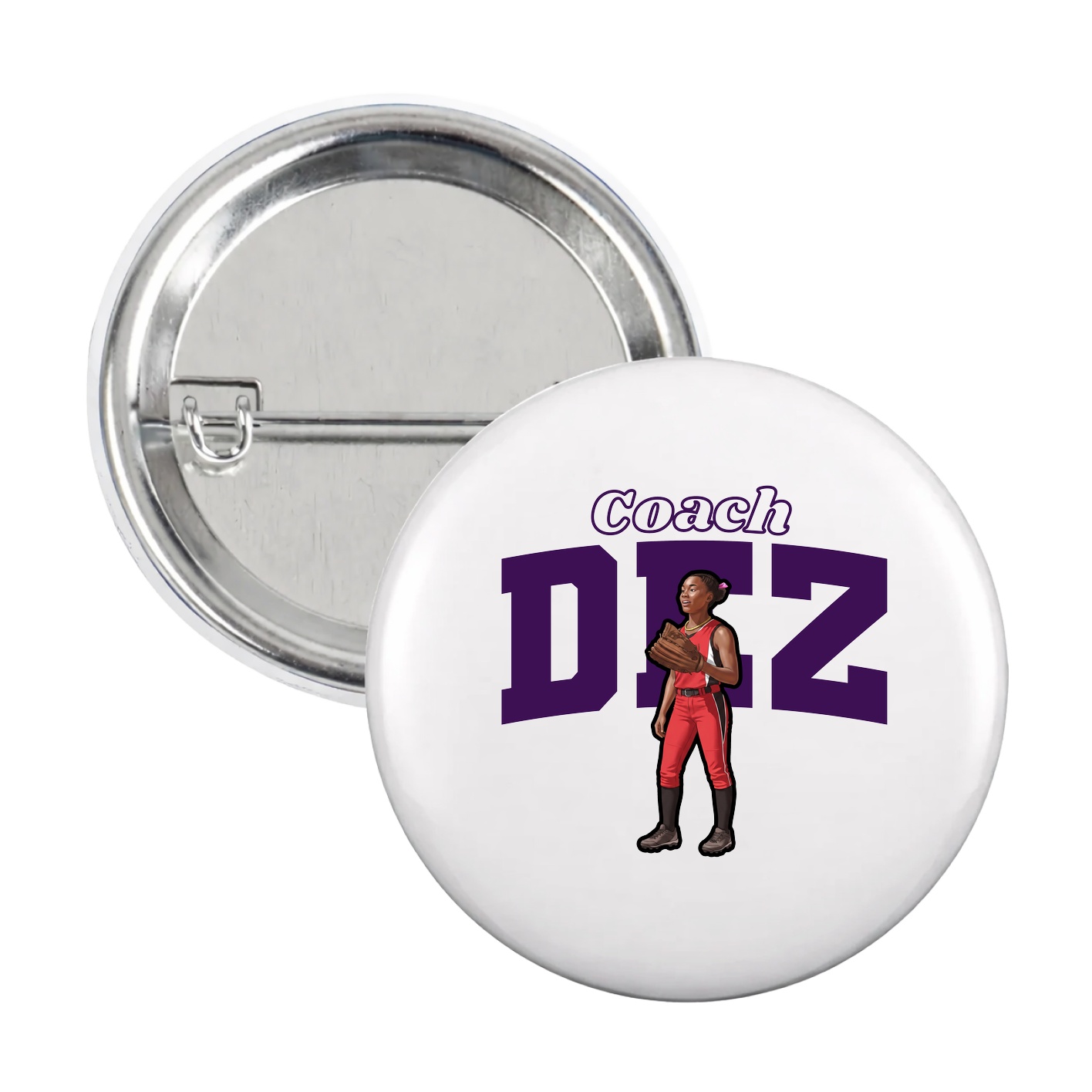 Game Day Button — Name Arch in White