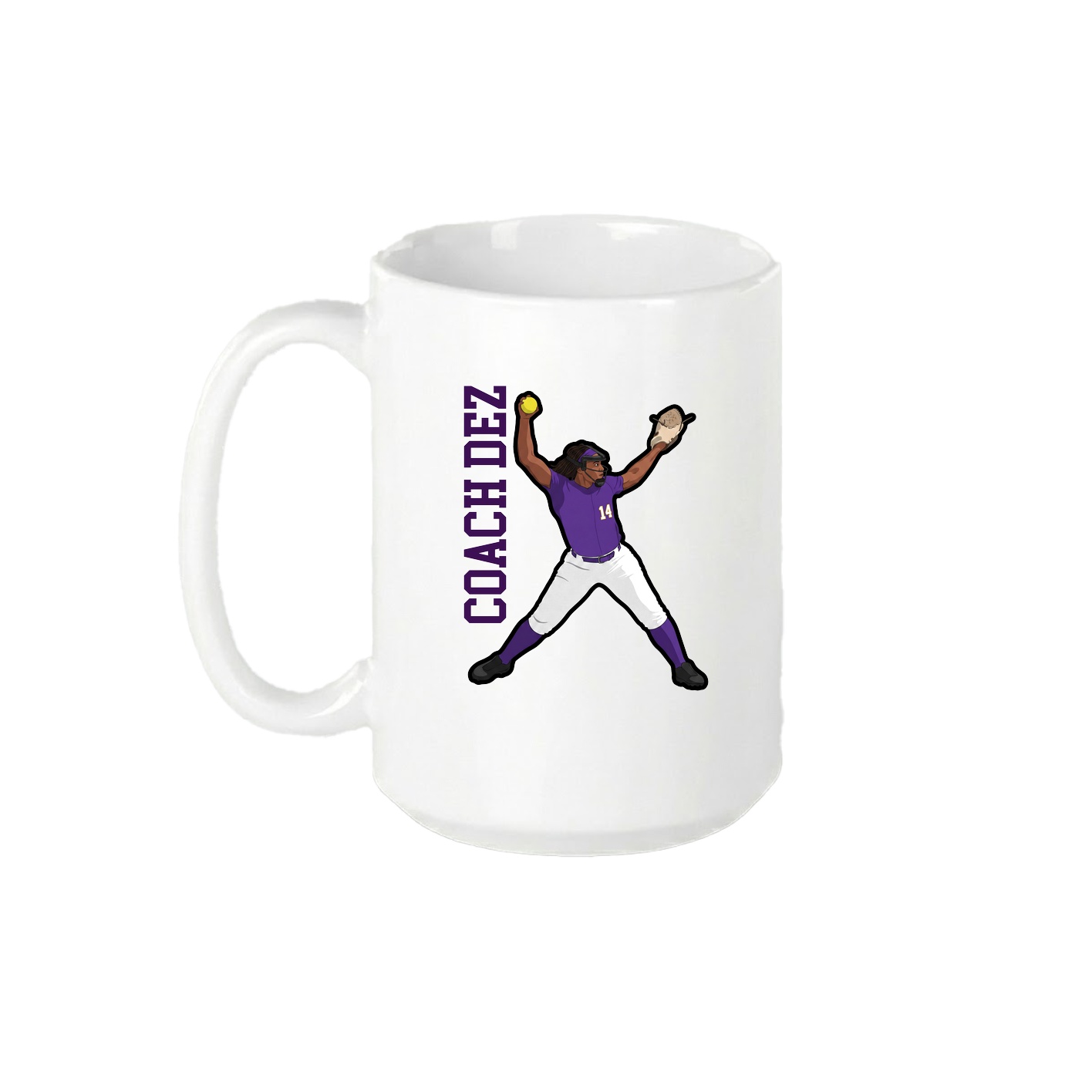 15oz Coffee Mug — Name Vertical in White