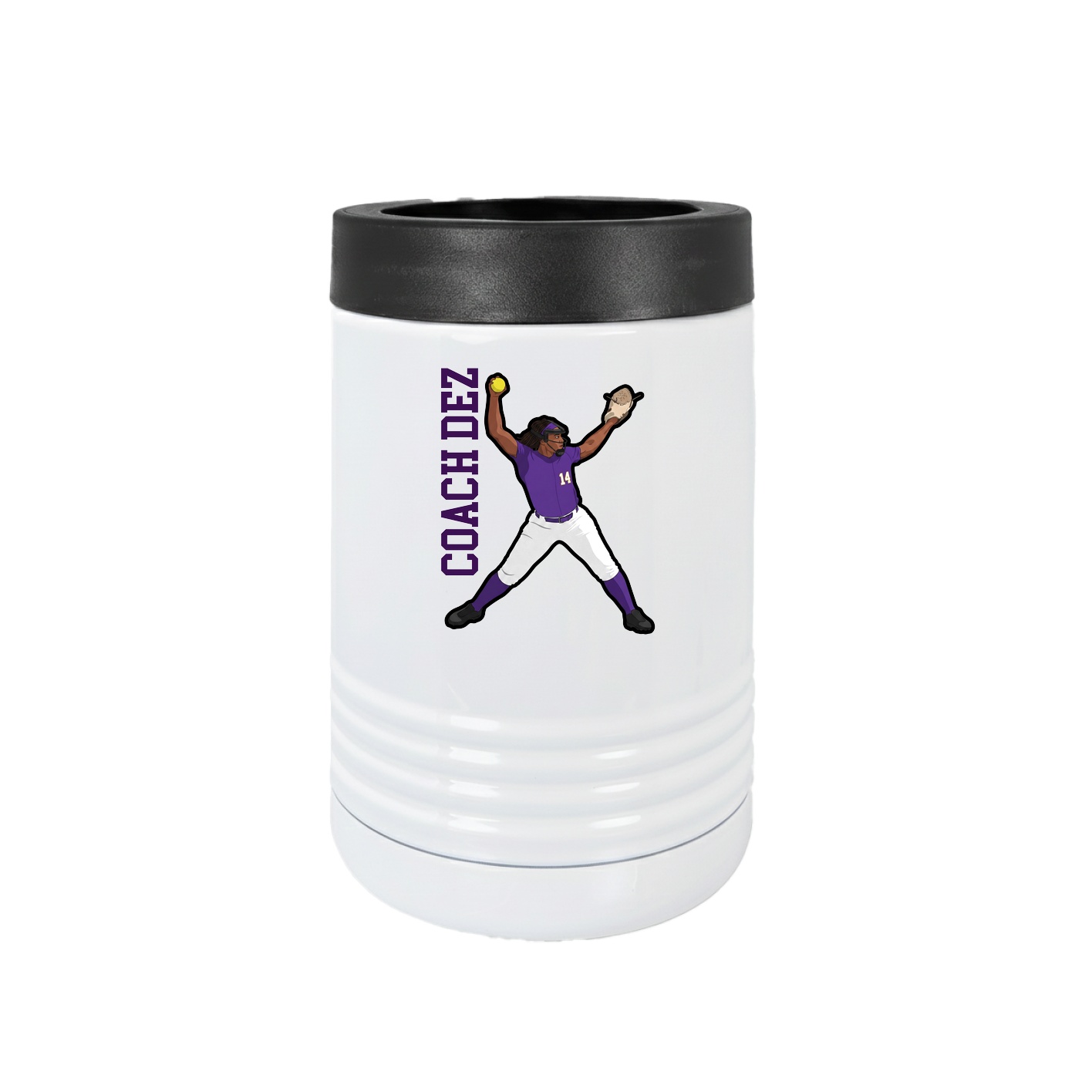 Beverage Holder — Name Vertical in White