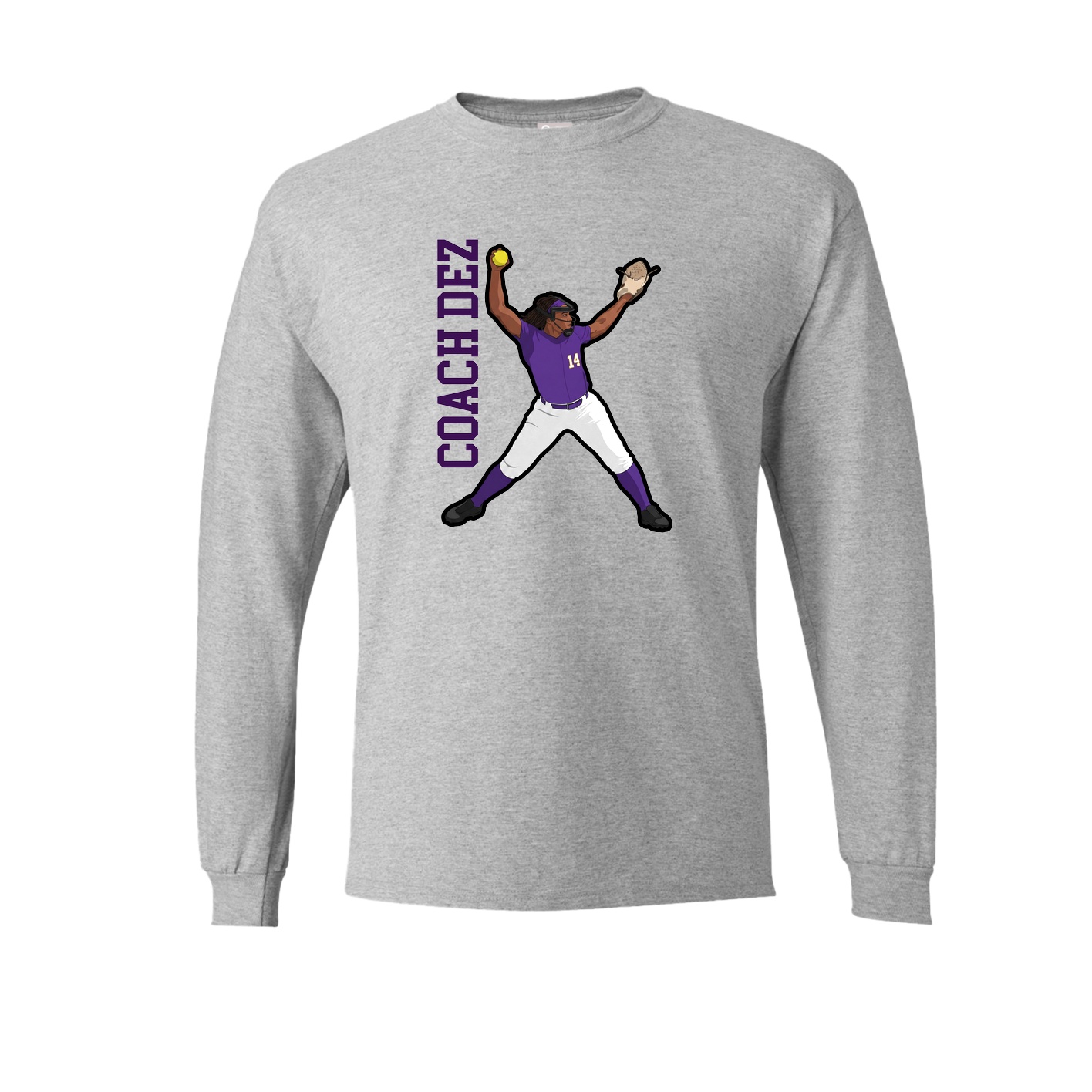 Long Sleeve Tee — Name Vertical in Grey