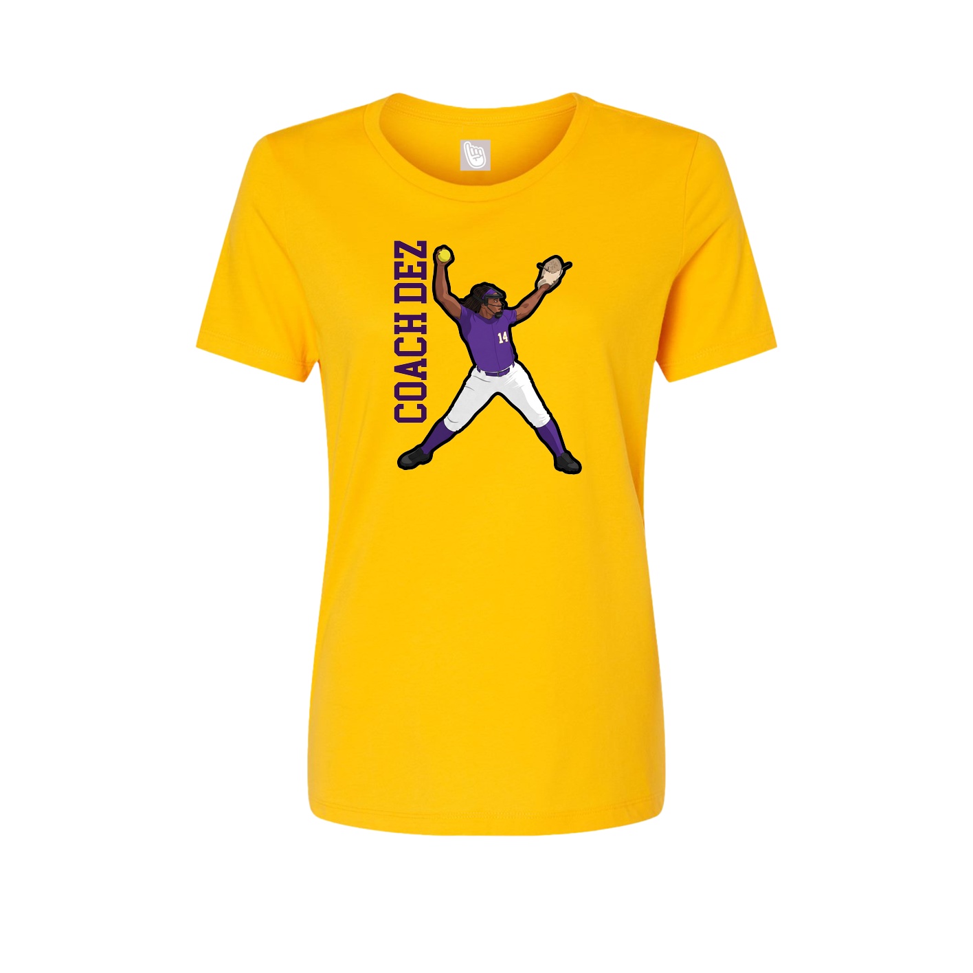 Fitted Women's Tee — Name Vertical in Gold