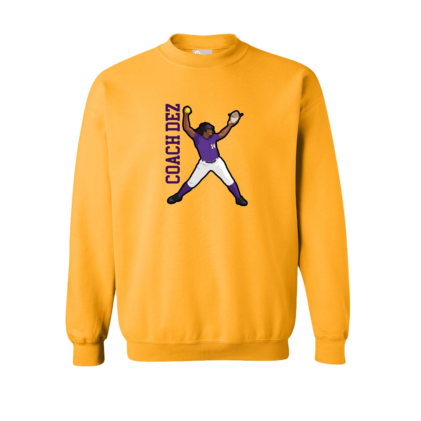 Fleece Crew — Name Vertical in Gold