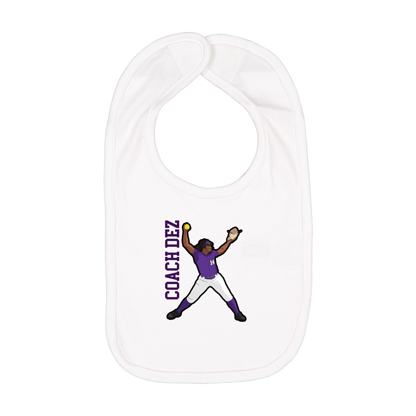 Infant Bib — Name Vertical in White