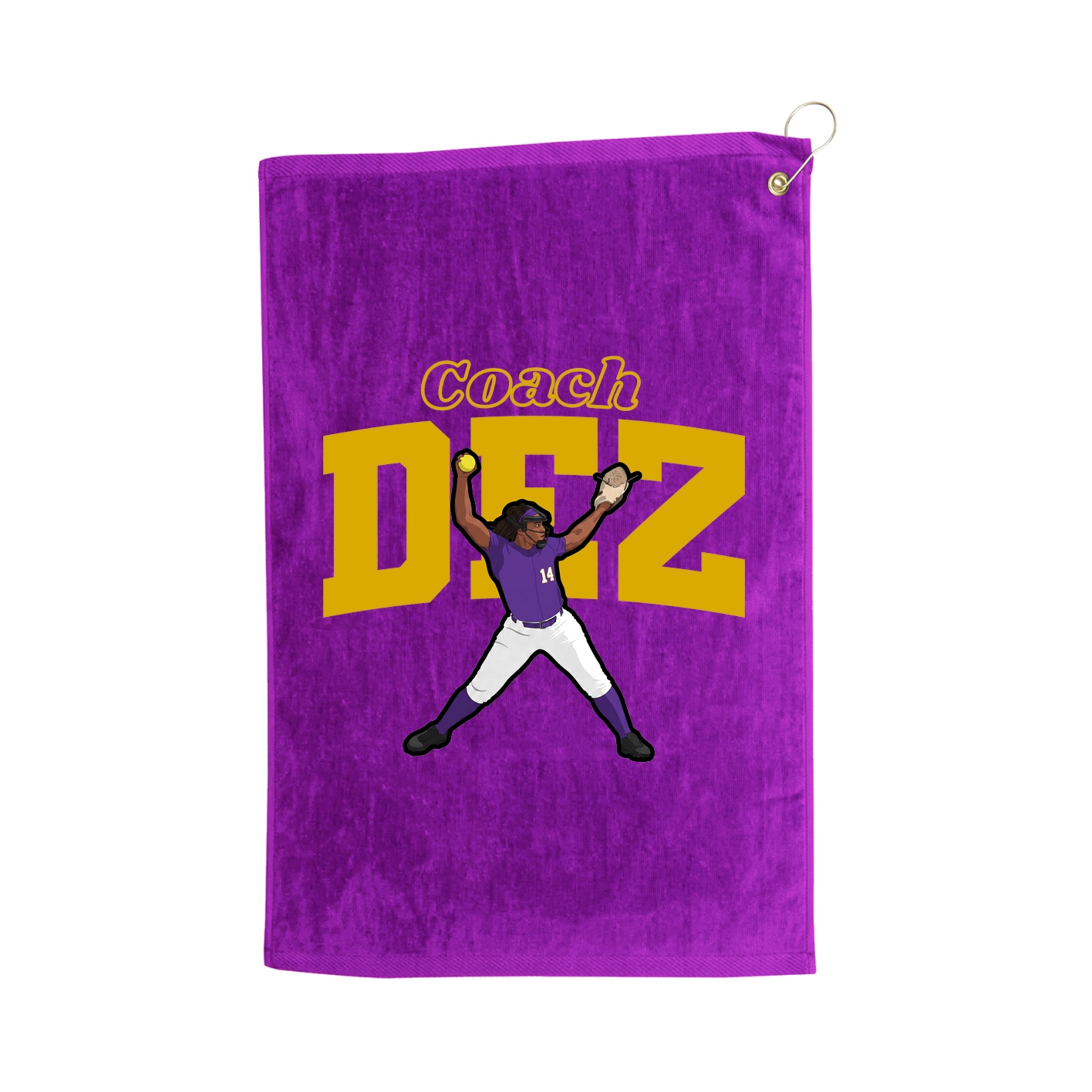 Golf Towel — Name Arch in Purple