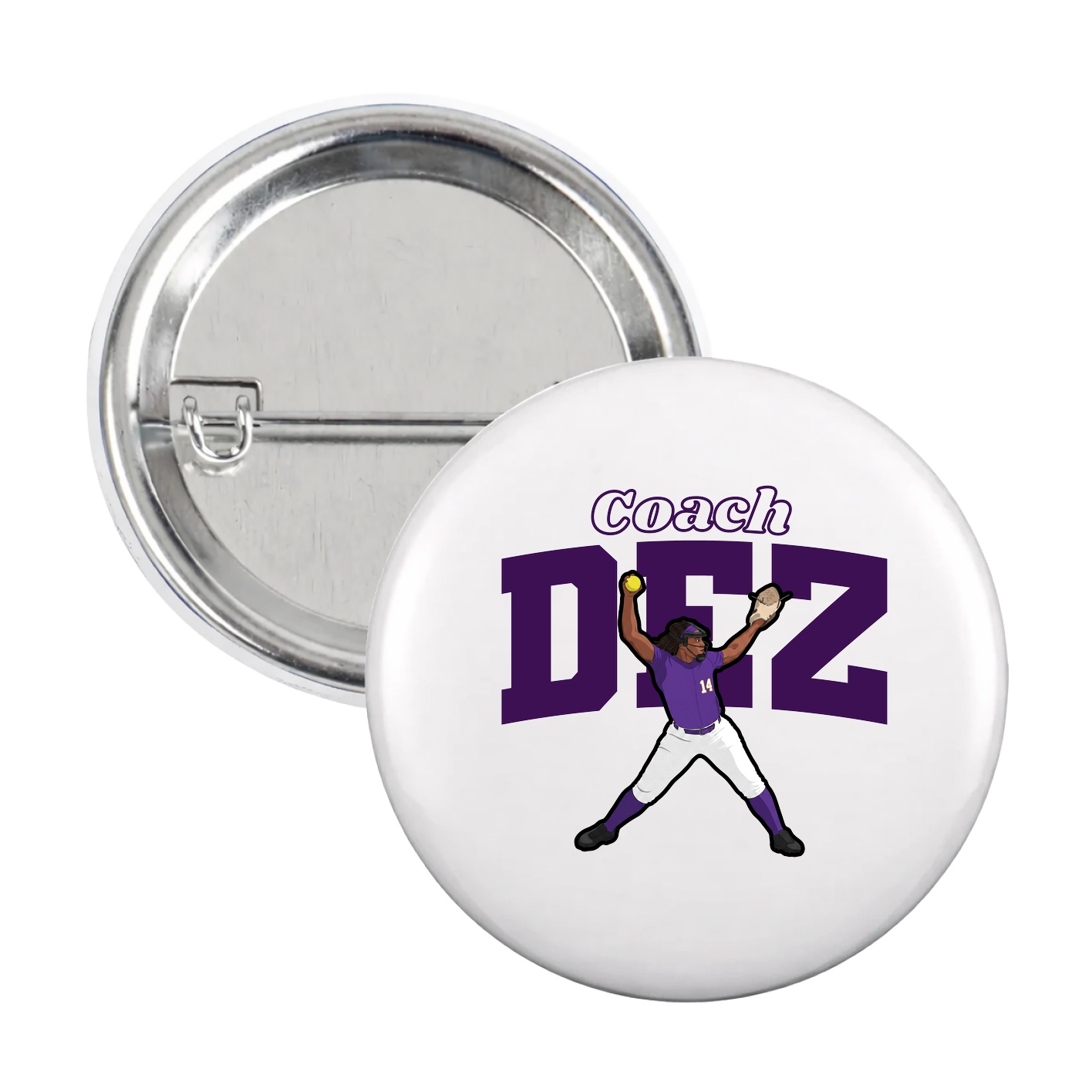 Game Day Button — Name Arch in White