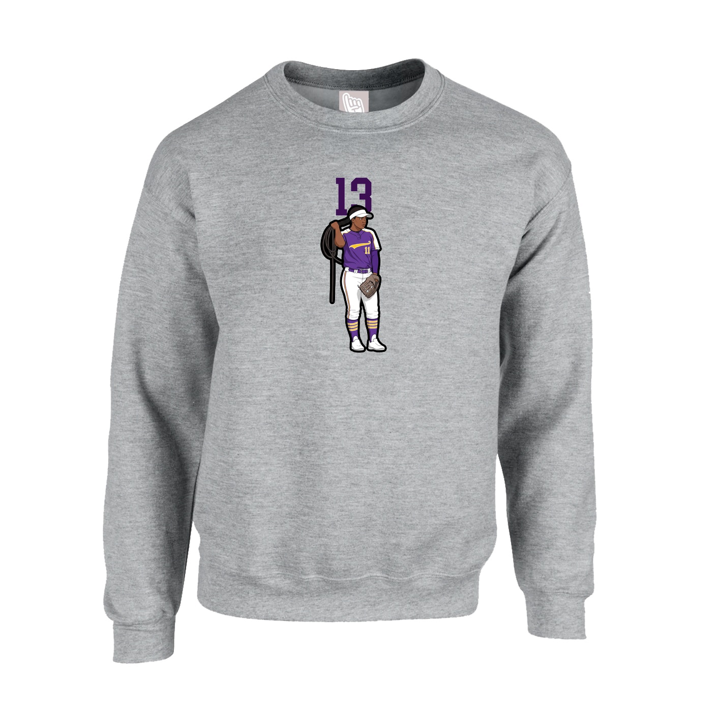 Fleece Crew — Number Top in Grey