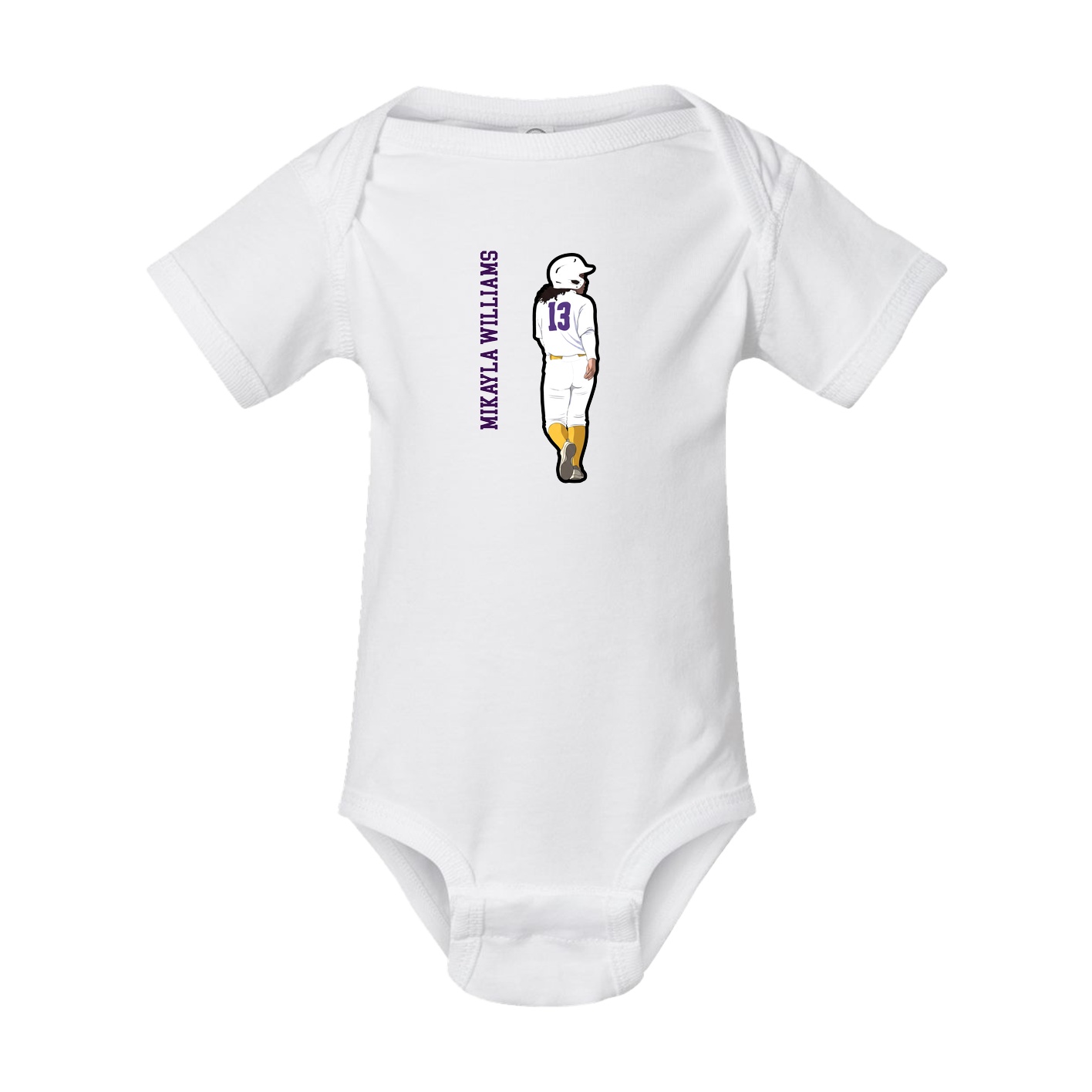 Baby Onesie — Name Vertical in White
