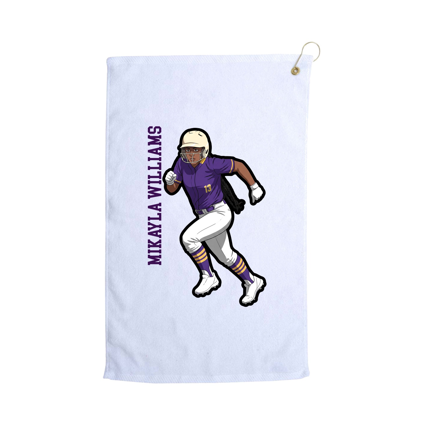 Golf Towel — Name Vertical in White
