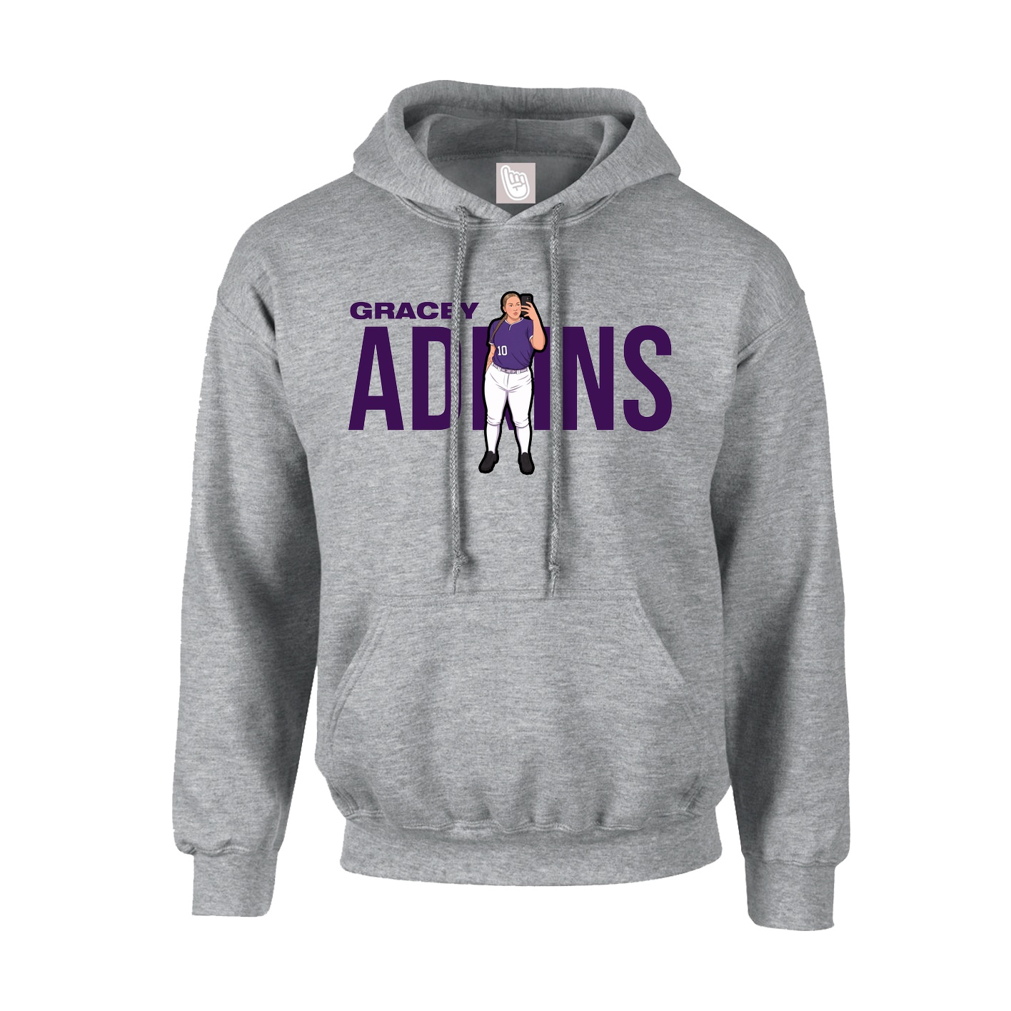 Youth Hoodie — Player Name in Grey